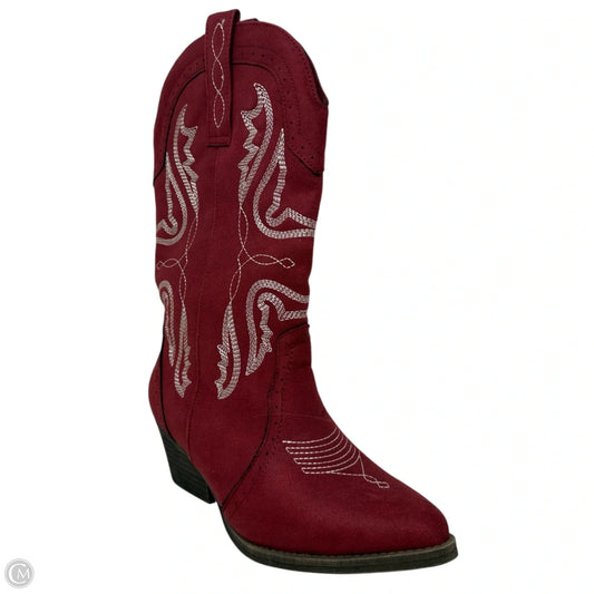Faux Suede Tammi Western Boots By True Craft In Red, Size: 8
