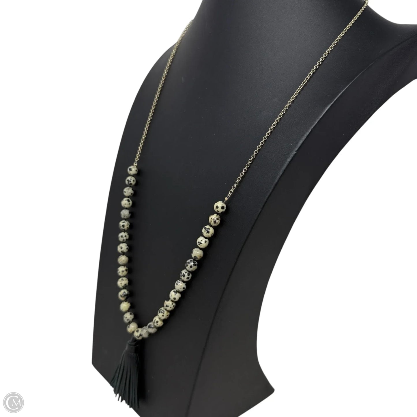 Dalmatian Stone Beaded Tassel Necklace Pendant By Kenneth Lane