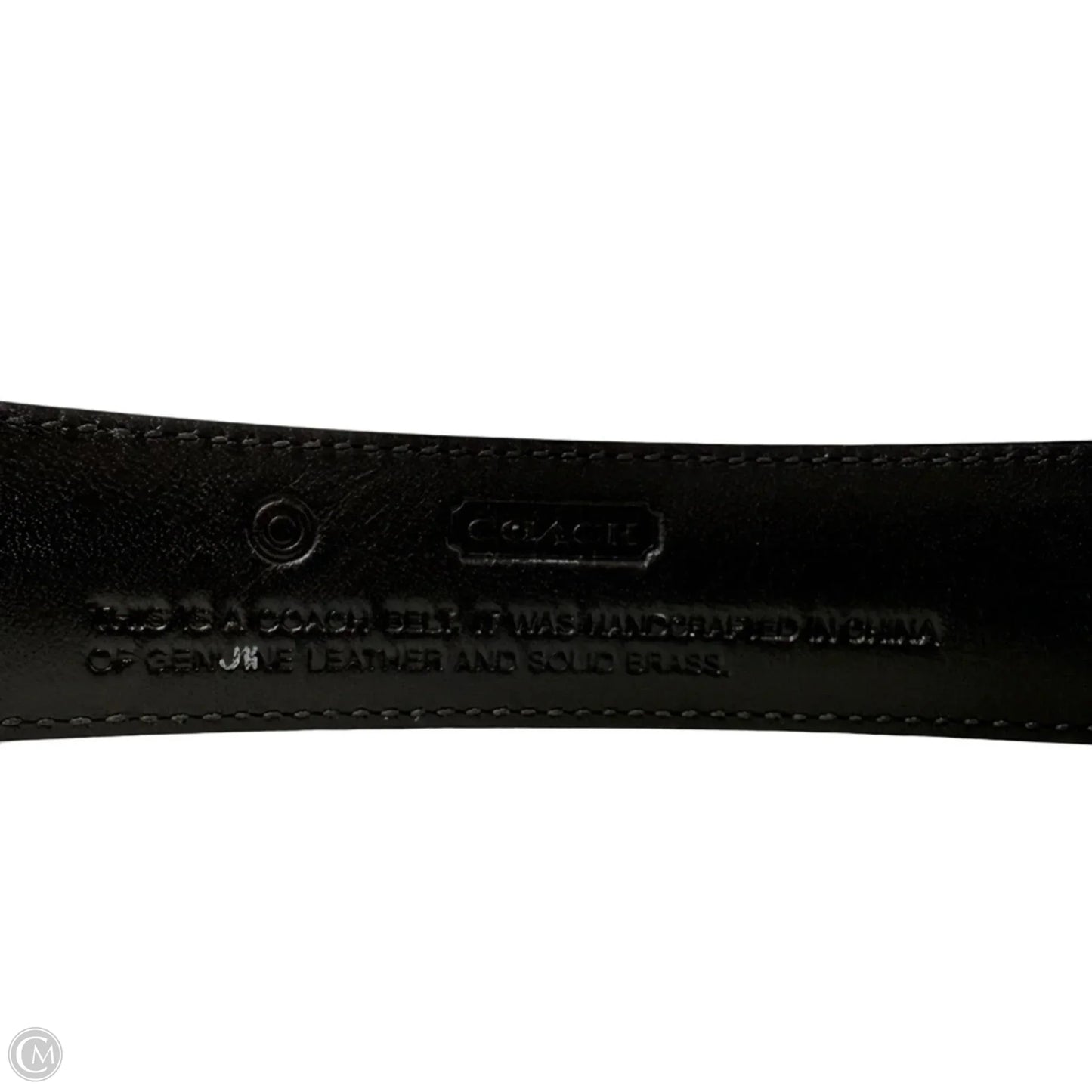 Classic Buckle Leather Belt Designer By Coach, Size: Large