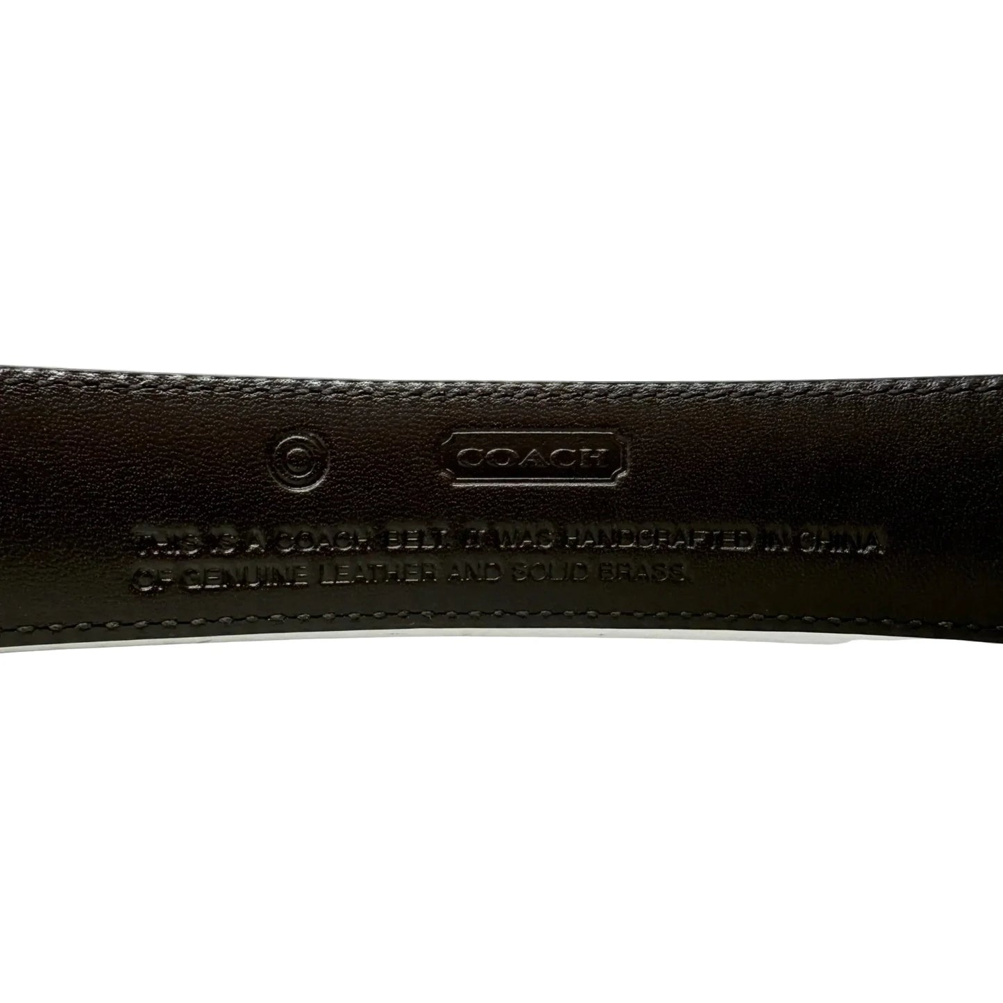 Classic Buckle Leather Belt Designer By Coach, Size: Large