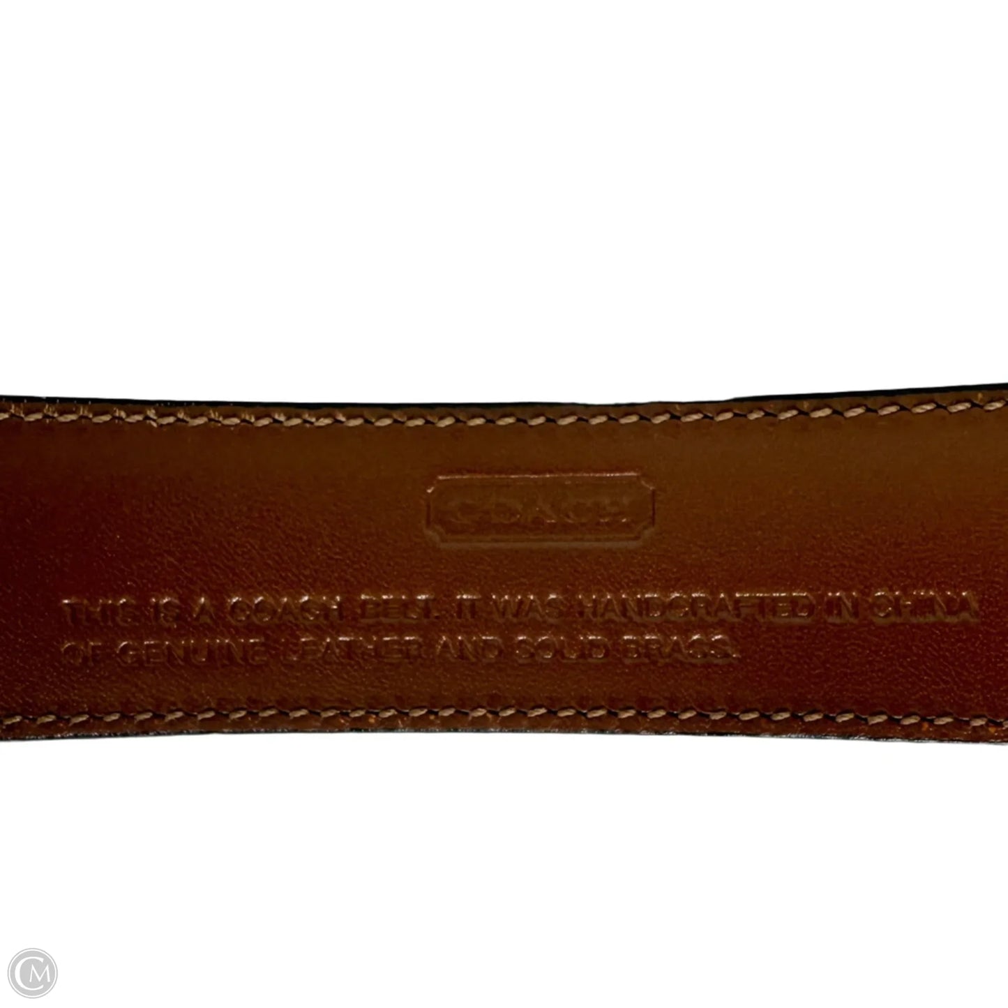 Leather Belt Designer By Coach, Size: Large (36)