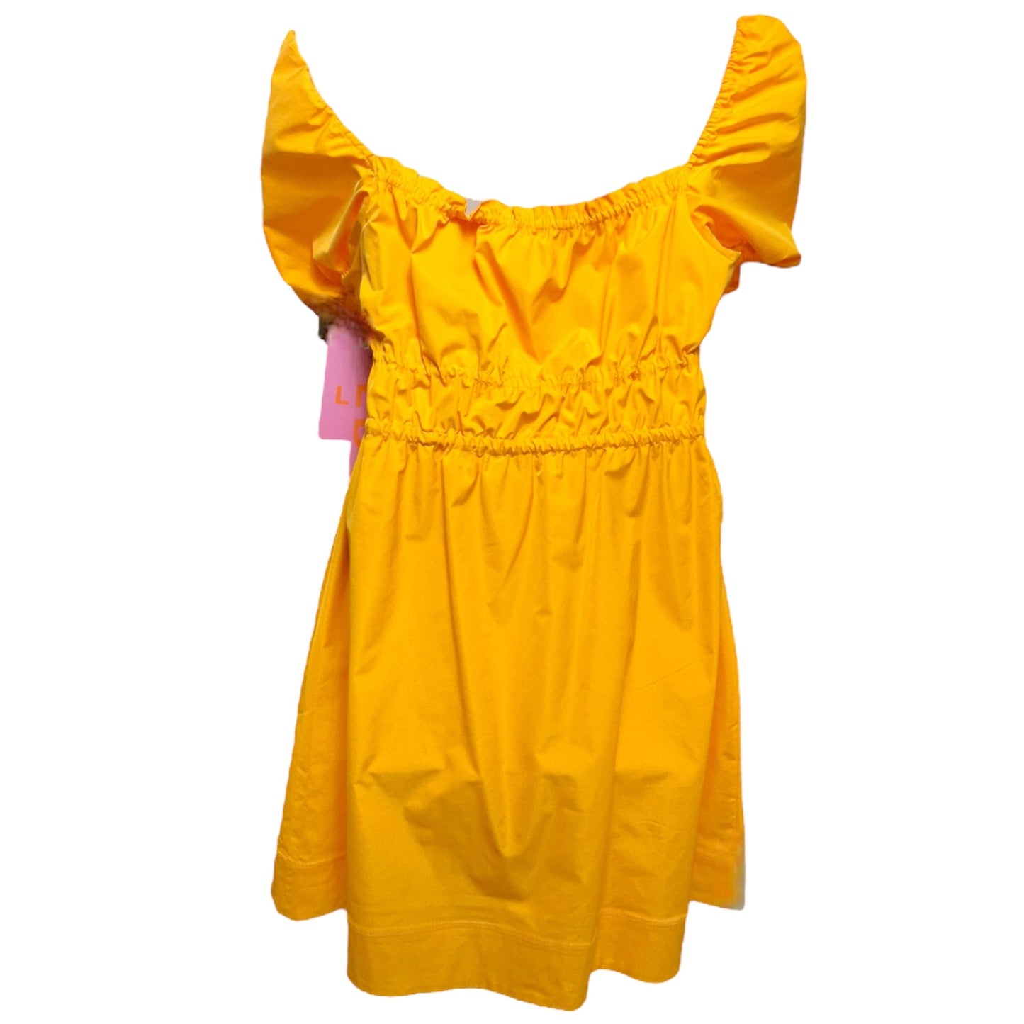 Claire Square Neck Smocked Short Puffed Sleeve Drawstring Front Dress By LDT  Size: 14
