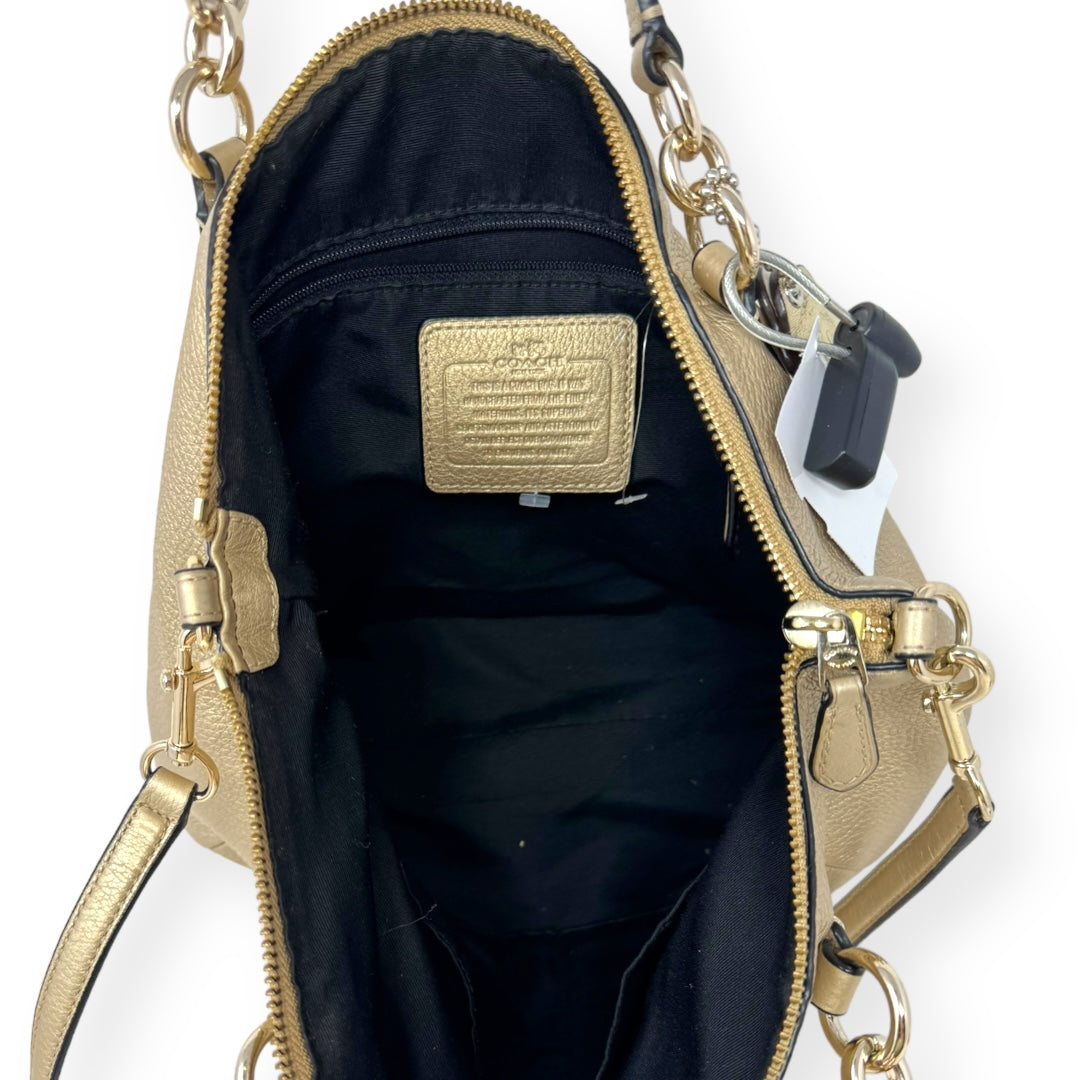 Mini Kelsey Satchel - Metallic Designer By Coach  Size: Medium