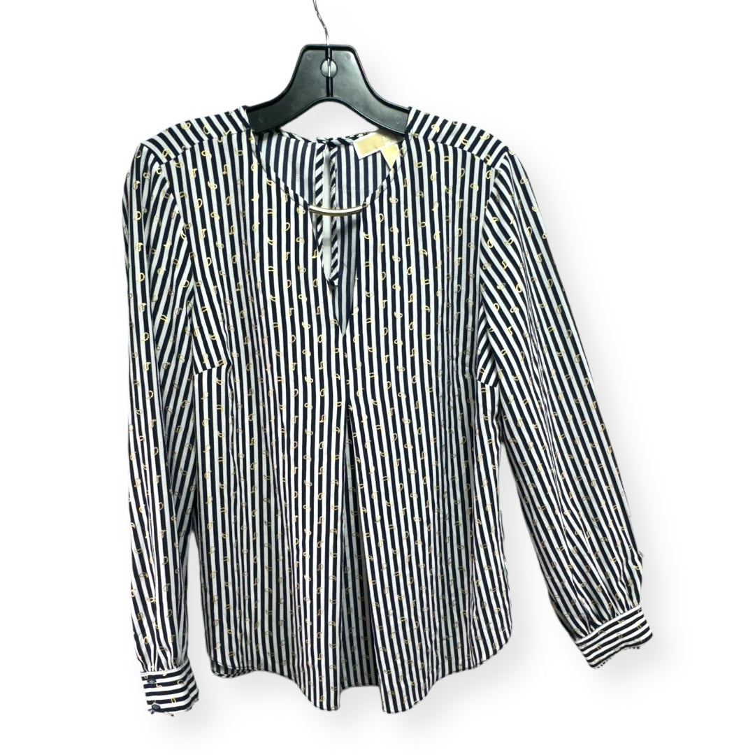 Striped Pattern Top Long Sleeve Michael By Michael Kors, Size S