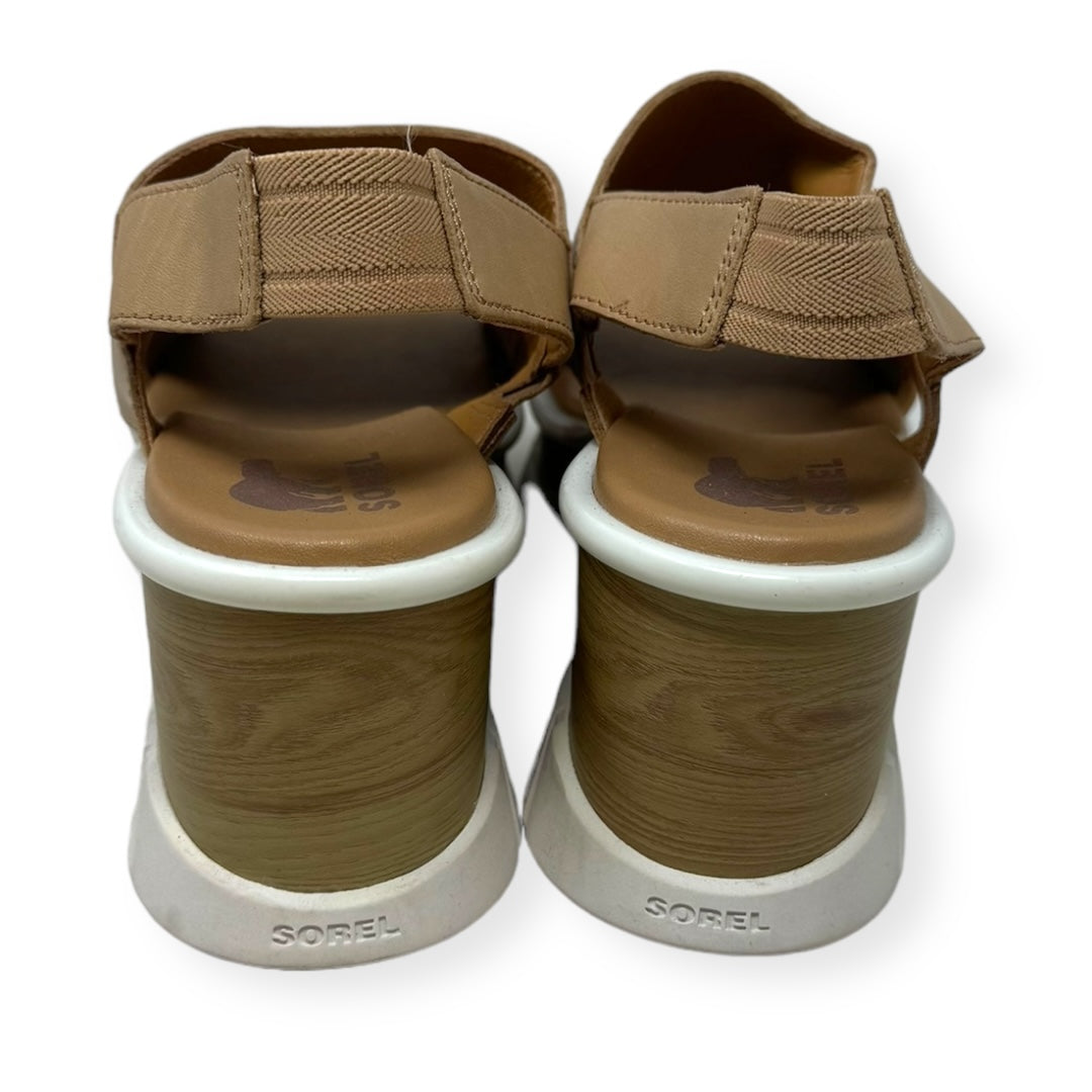 Joanie III Slingback Cream Sandals Heels Block Sorel, Size 7