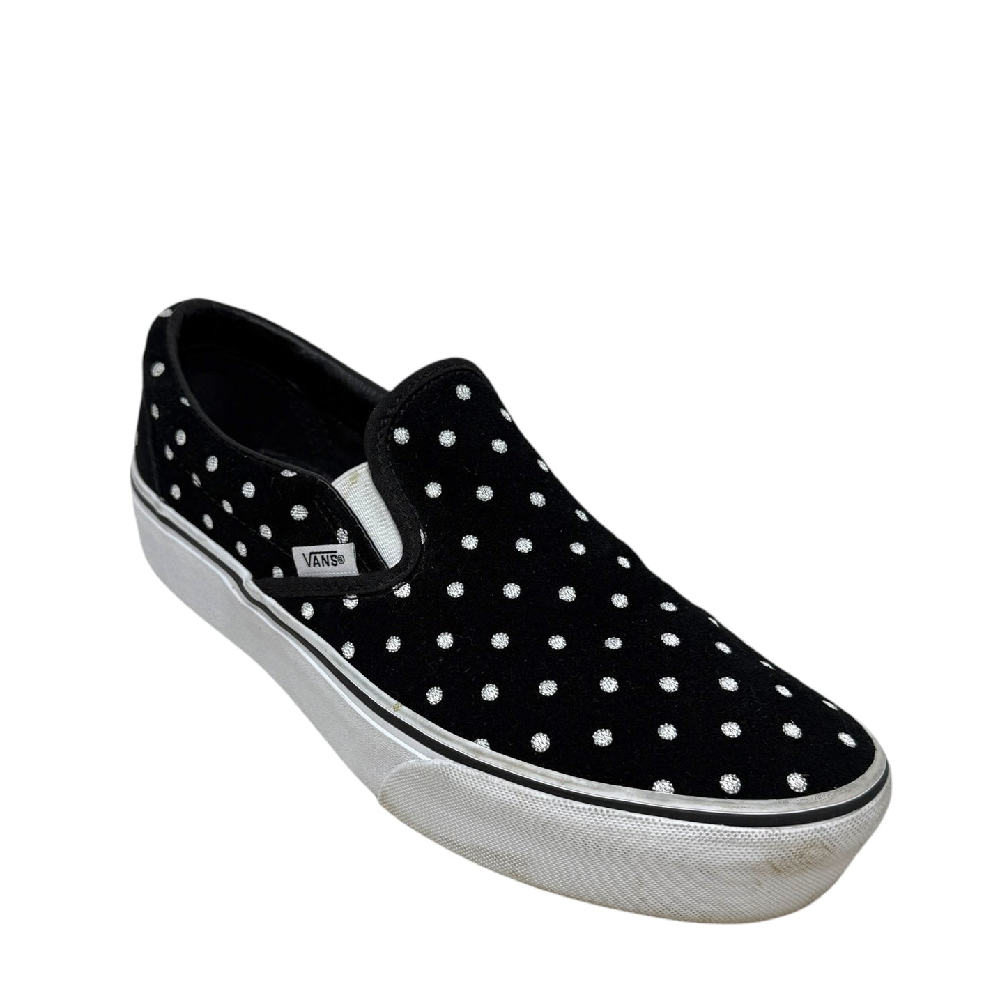 Classic Slip-On Suede 'Polka Dot' Sneakers By Vans In Black & White, Size: 9.5