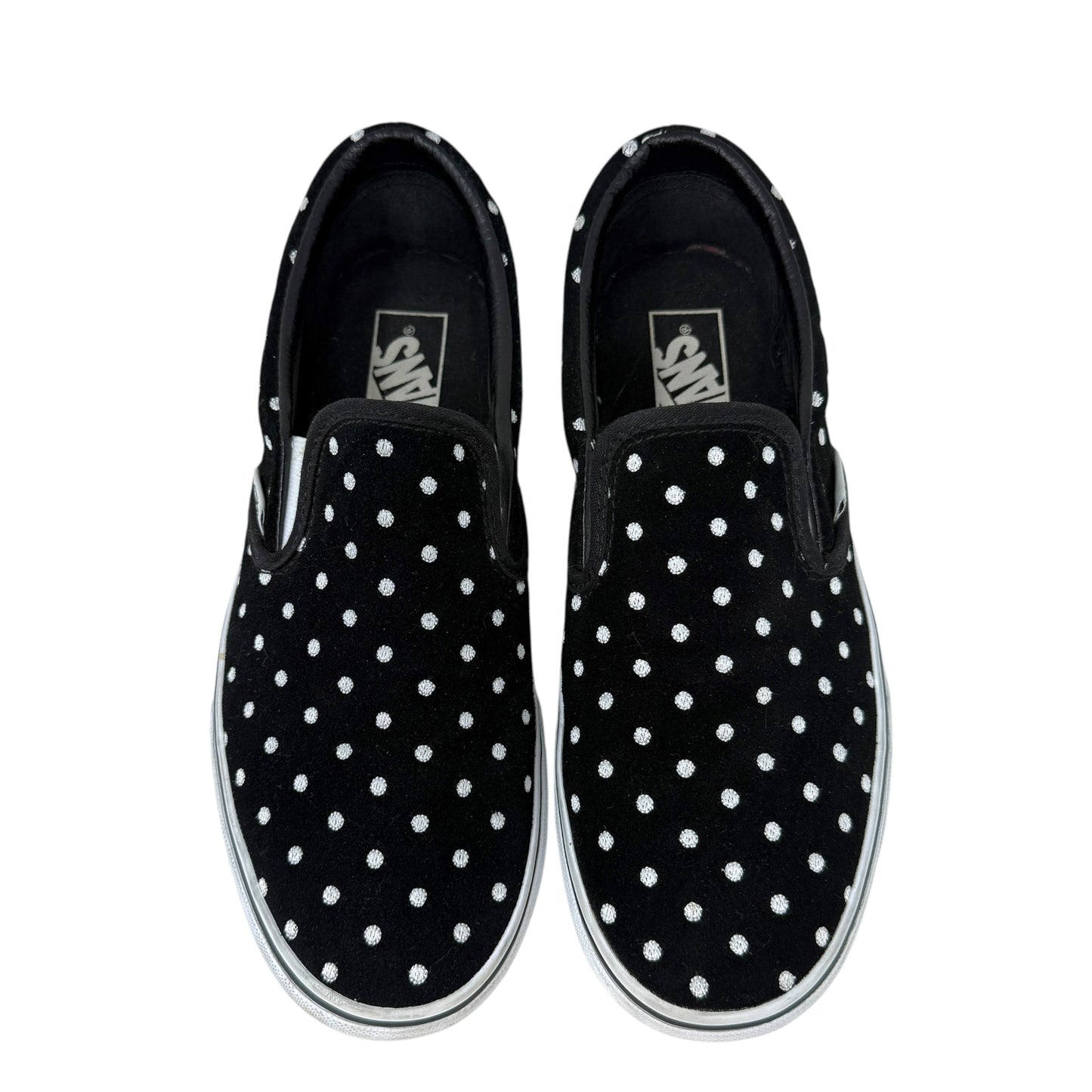 Classic Slip-On Suede 'Polka Dot' Sneakers By Vans In Black & White, Size: 9.5