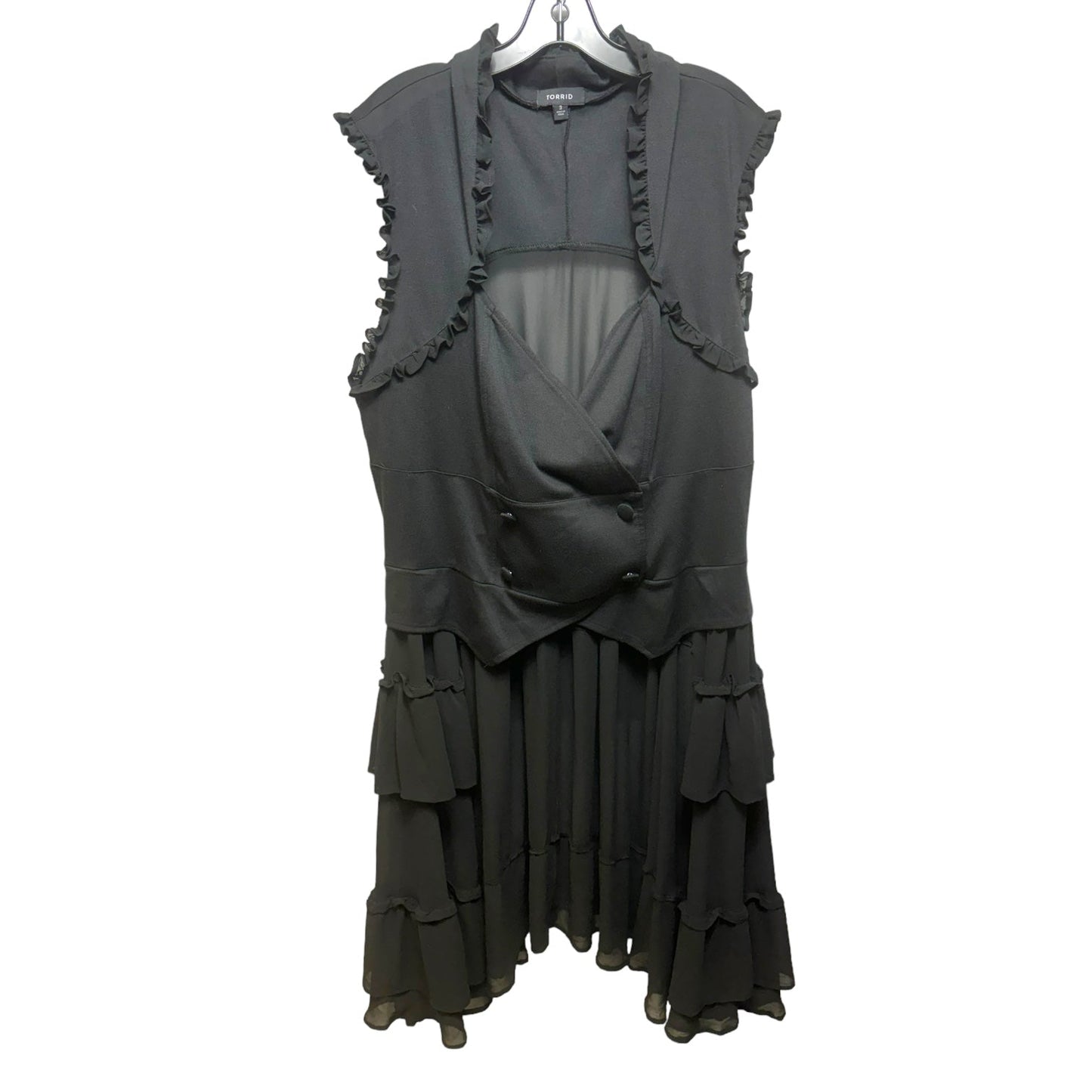 Tiered Ruffle Corseted Tuxedo Vest By Torrid  Size: 3x