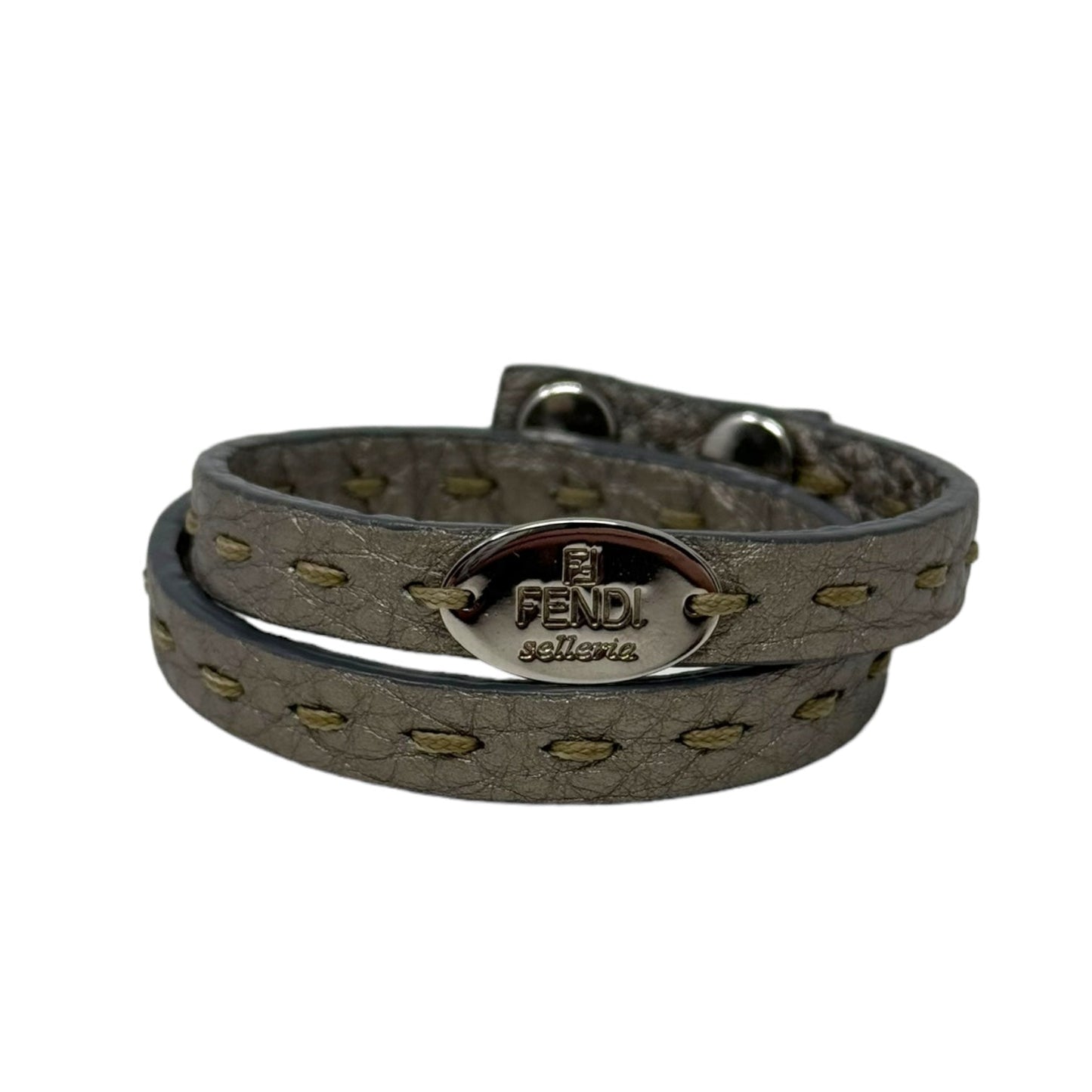 Selleria Leather Snap Wrap Bracelet Designer By Fendi