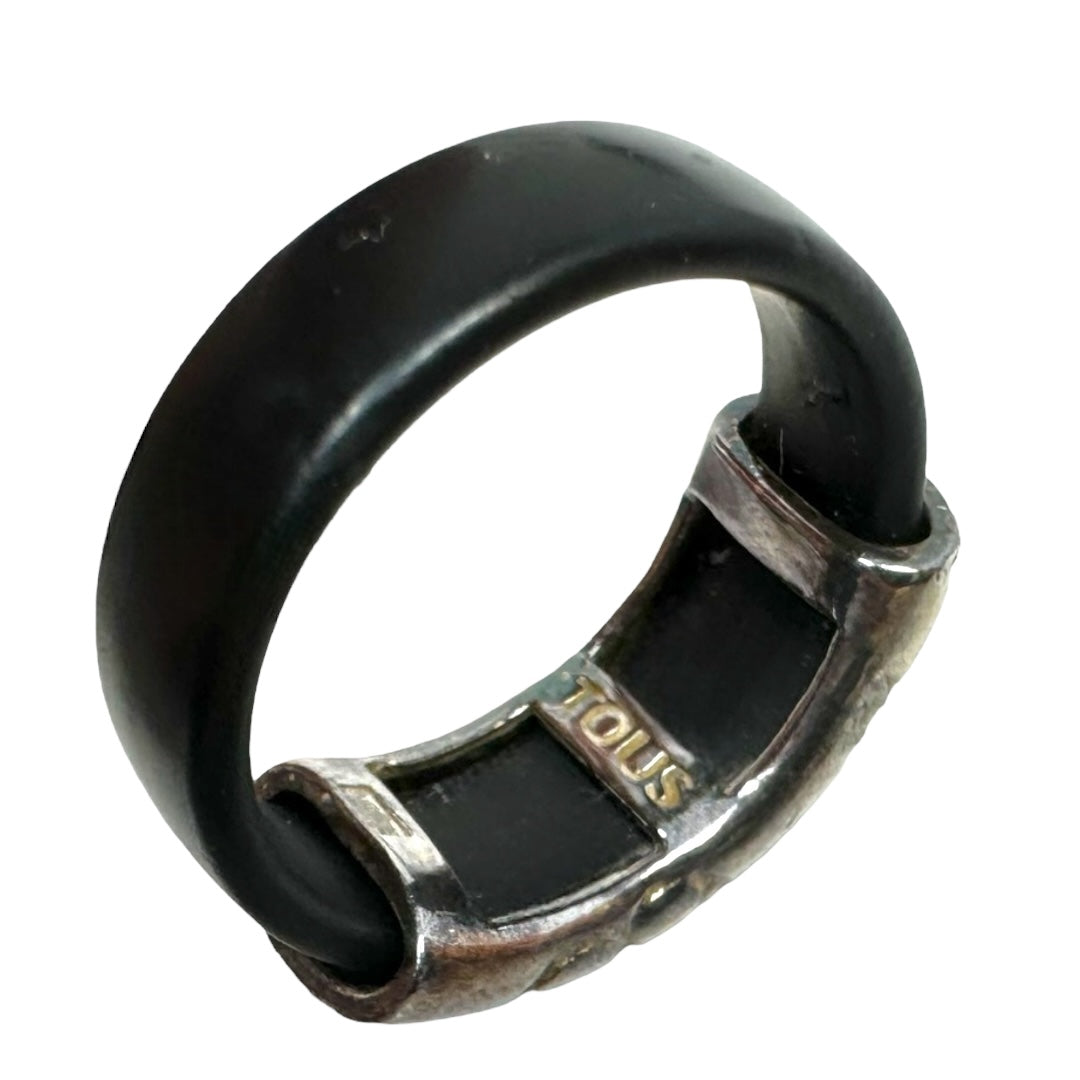 Sterling Silver & Rubber TS Ring Designer By Tous  Size: 6