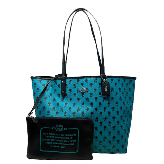 Badlands Floral Reversible City Tote - SV Turquoise Designer By Coach  Size: Large