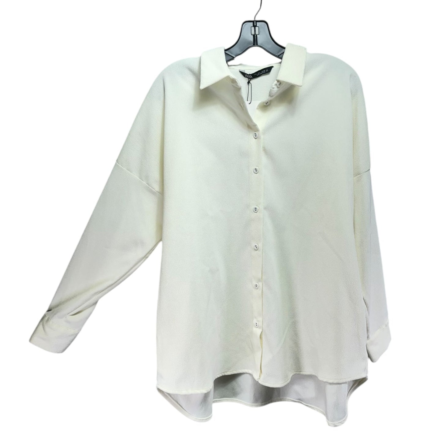 Top Long Sleeve By Zara In Cream, Size: L