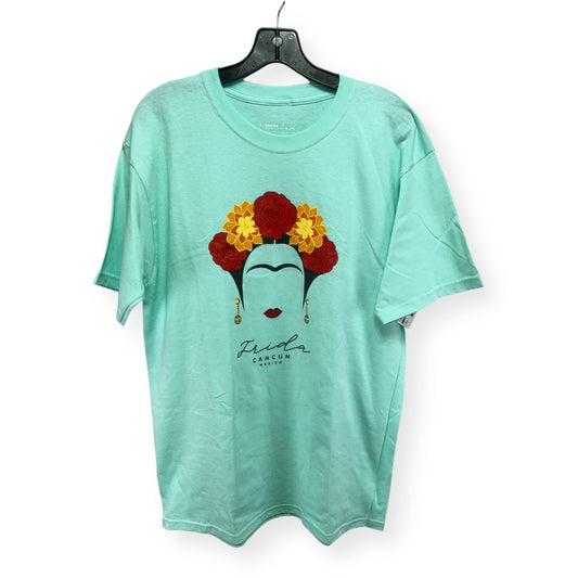 Frida Kahlo Aqua Top Short Sleeve Clothes Mentor, Size L