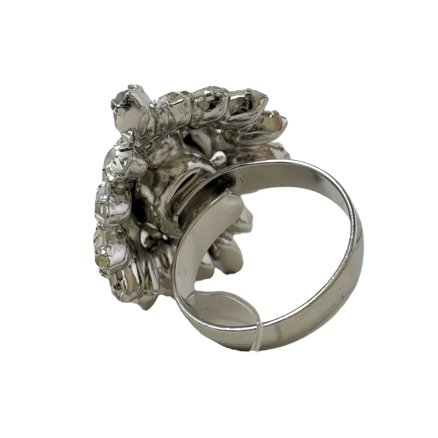 Adjustable Faux Crystal Cocktail Ring Unbranded