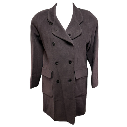 Vintage Cashmere Angora Wool Blend Coat By Rodier Paris In Brown, Size: US 8/EU 40