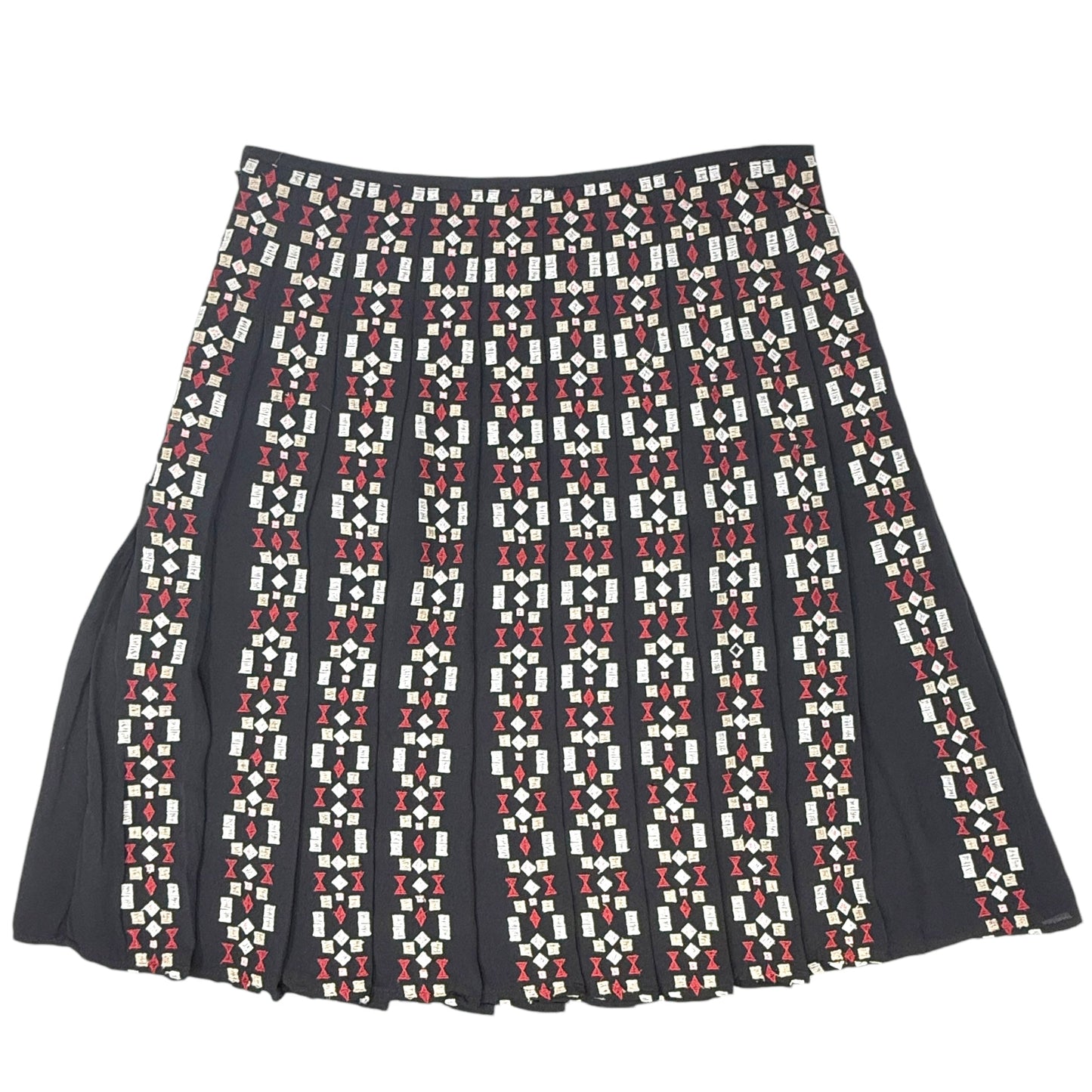 Embroidered Pleated Midi Skirt By Ann Taylor In Geometric Pattern, Size: 6