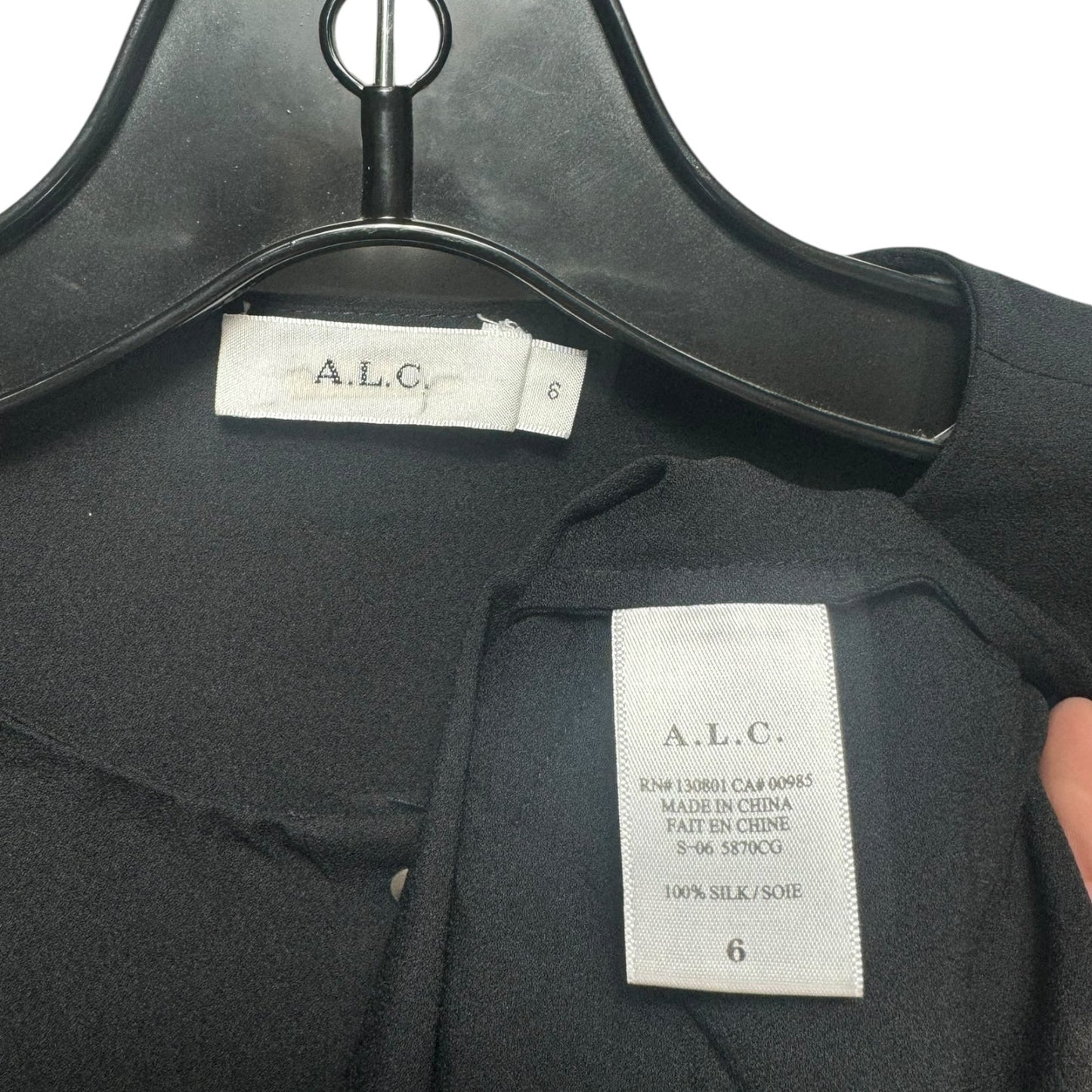 Silk Top Long Sleeve Designer By Alc In Black, Size: 6