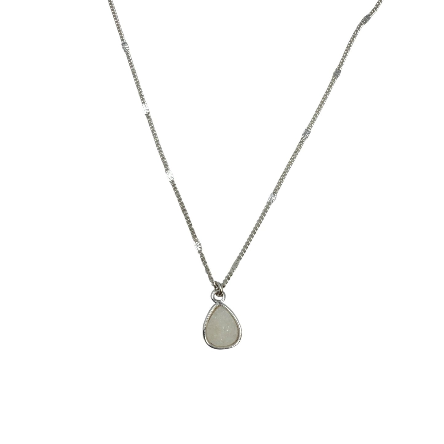 White Druzy Pendant Necklace By Luna Norte