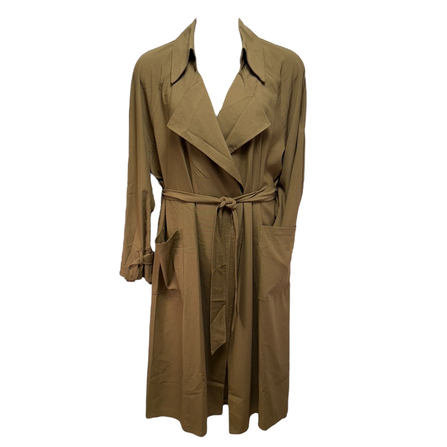 Belted Trench Coat By Topshop In Brown, Size: 8