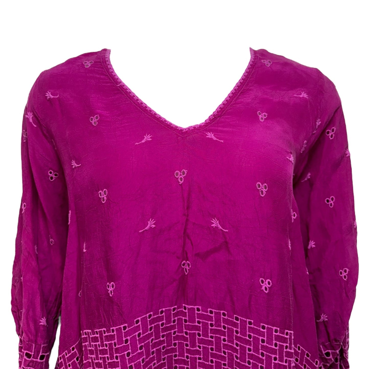 Violet Embroidered Top Long Sleeve By Johnny Was In Purple, Size: M