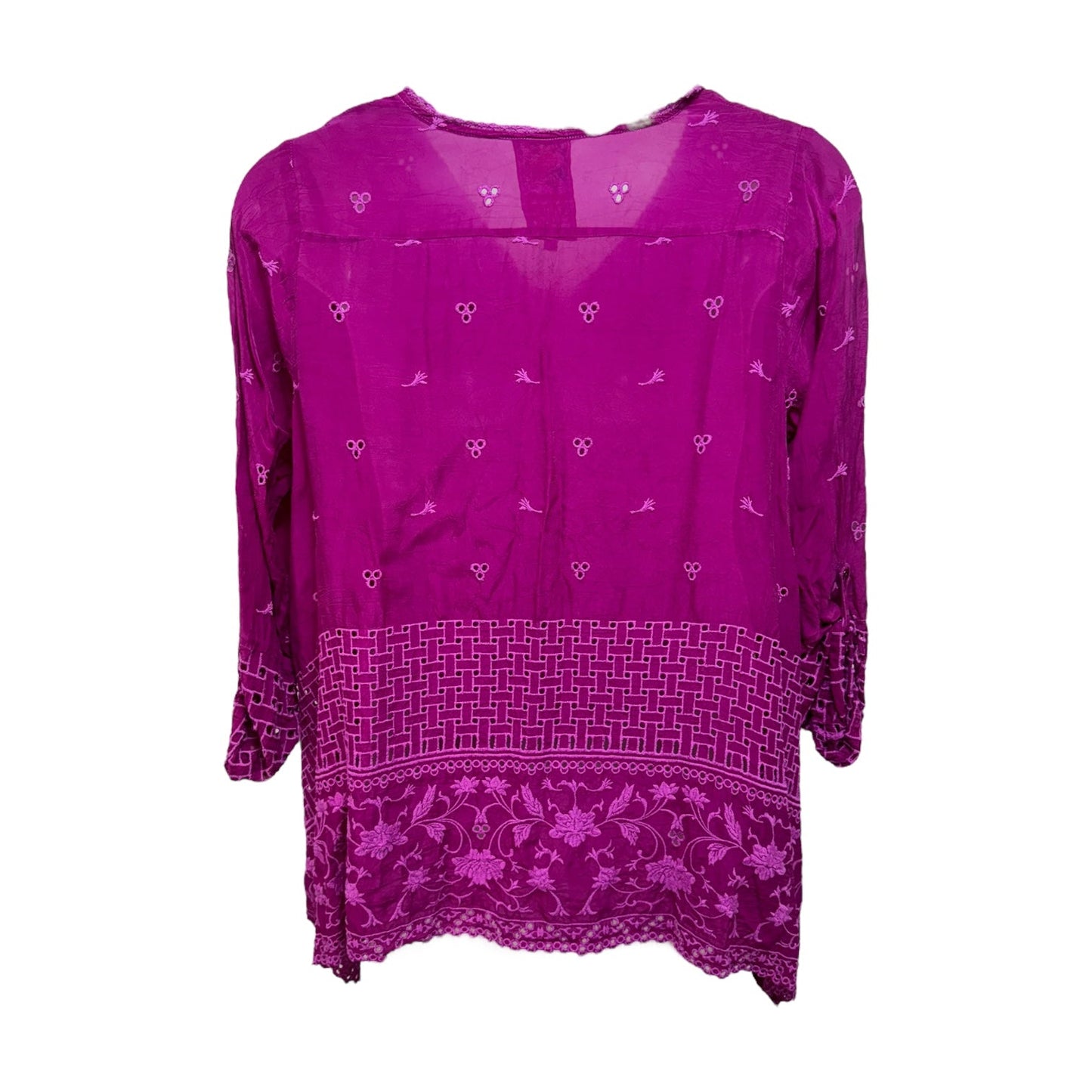 Violet Embroidered Top Long Sleeve By Johnny Was In Purple, Size: M