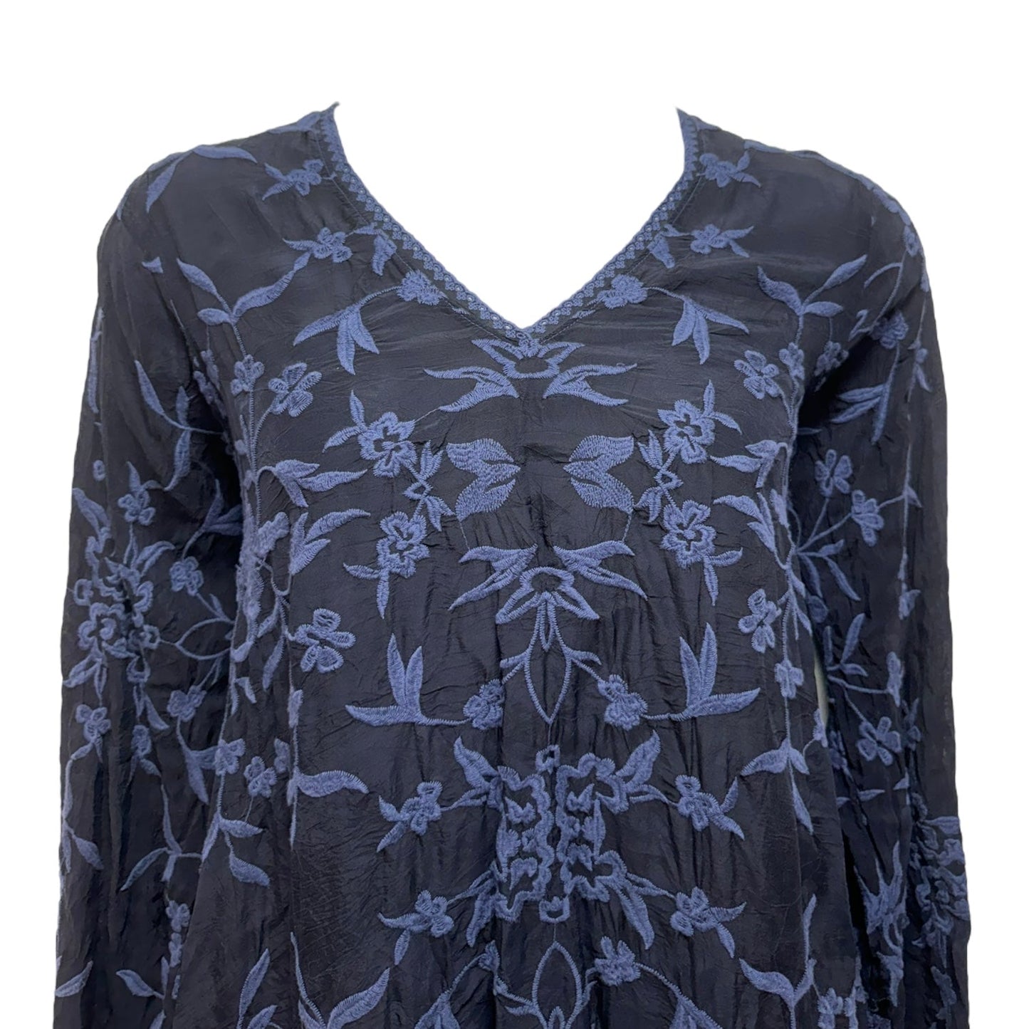 Lonny Handkerchief Top Long Sleeve By Johnny Was In Navy, Size: M