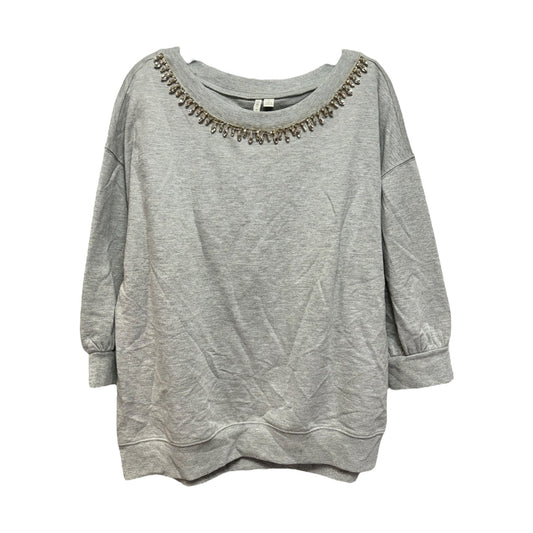 Jewel Collar Sweater By Cato In Grey, Size: Xl