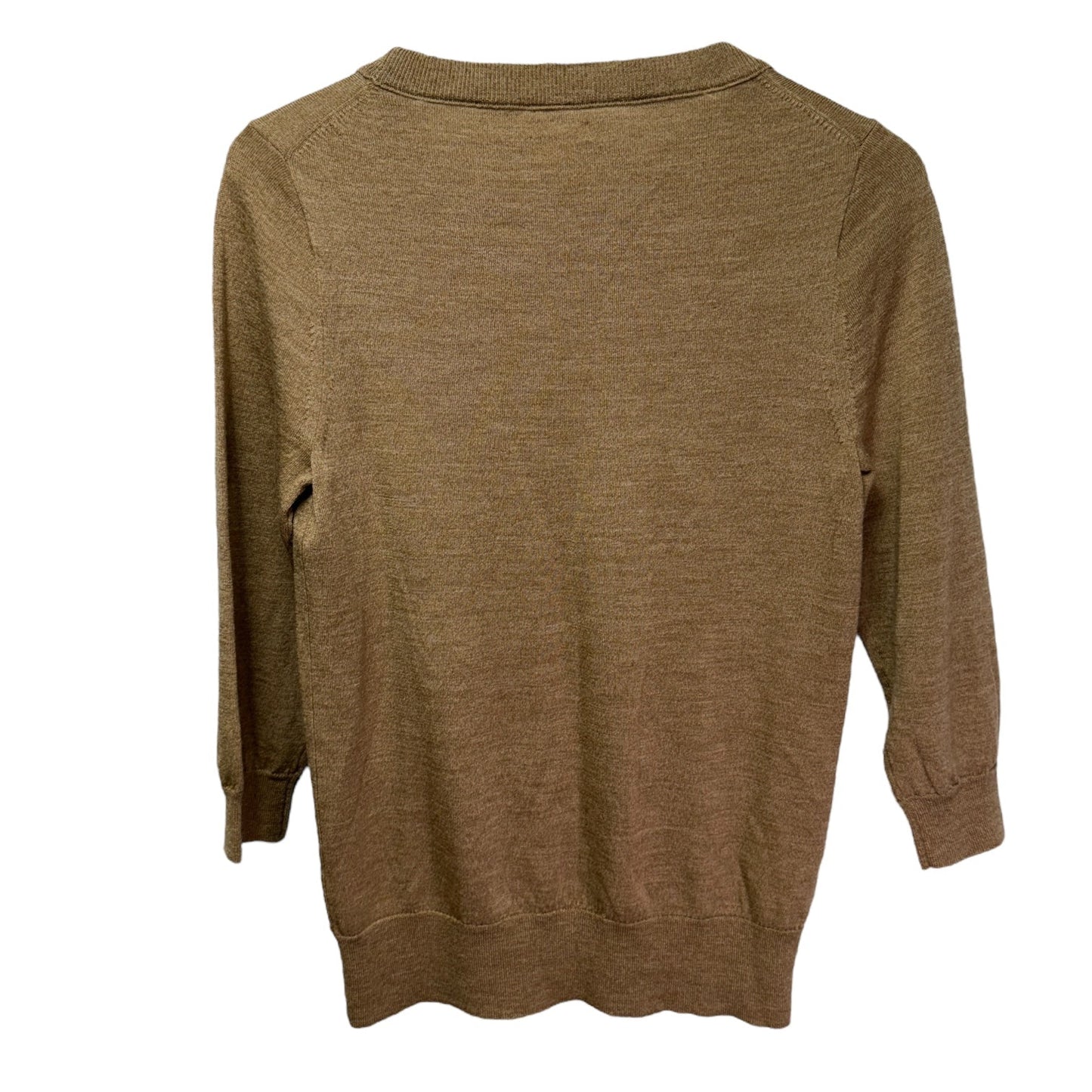 Merino Wool 3/4 Sleeve Crewneck Pullover Sweater By J. Crew In Brown, Size: M