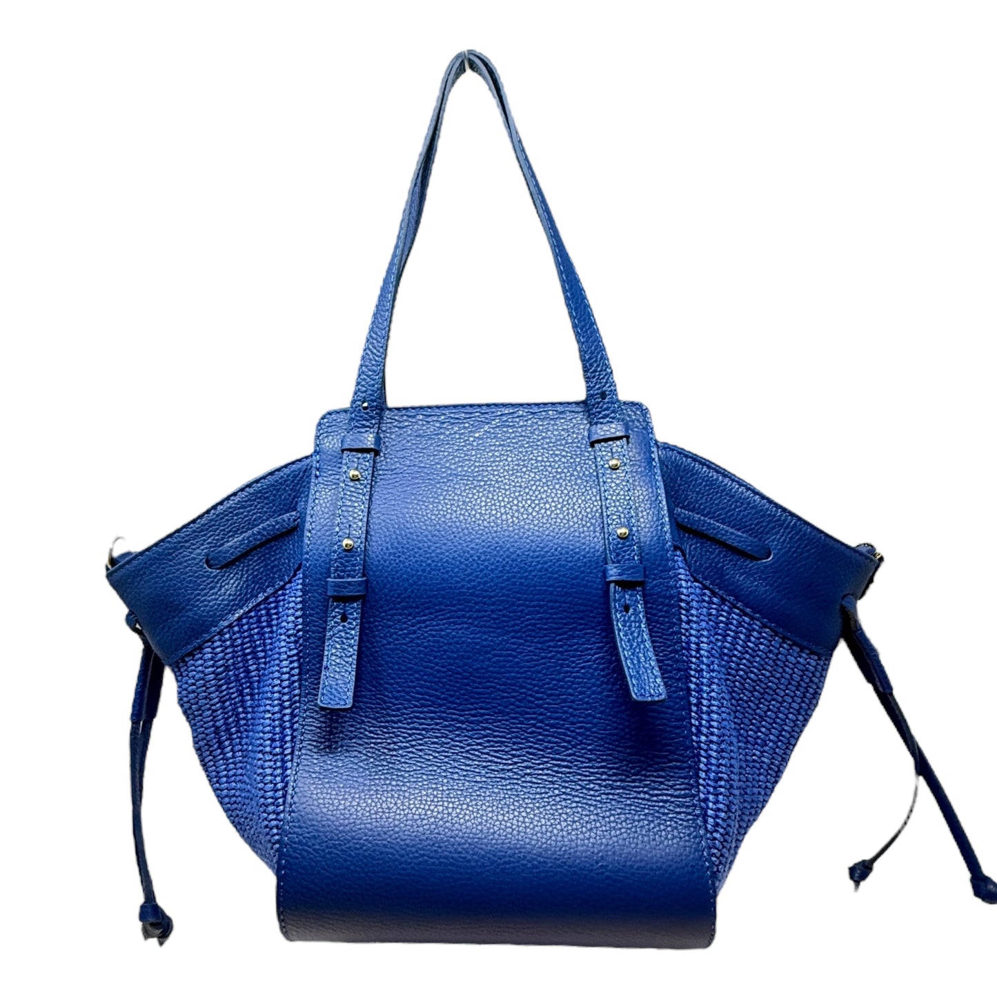 Made In Italy Leather Wing Side Satchel With Adjustable Handles By Viola Castellini In Bluette, Size: Medium