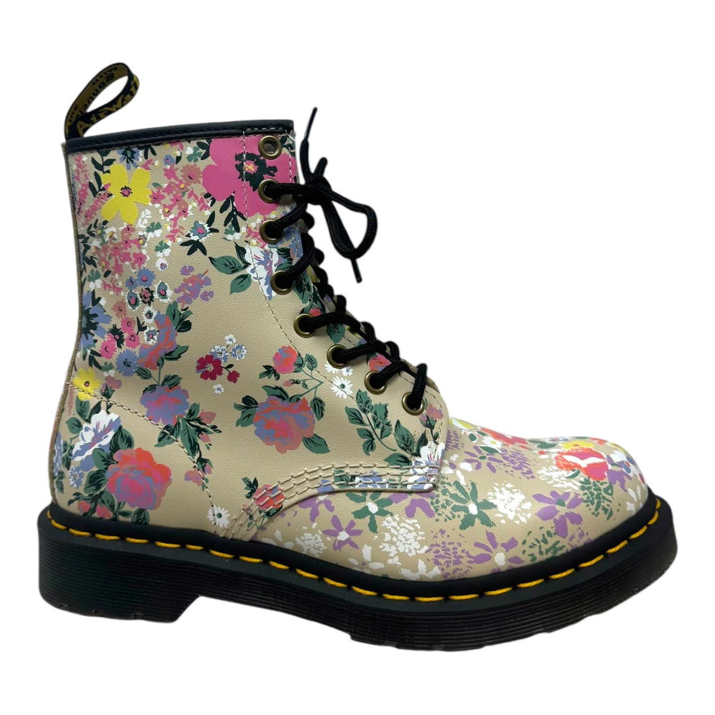 Floral Mashup Backhand Boots Combat By Dr Martens In Floral Print, Size: 7