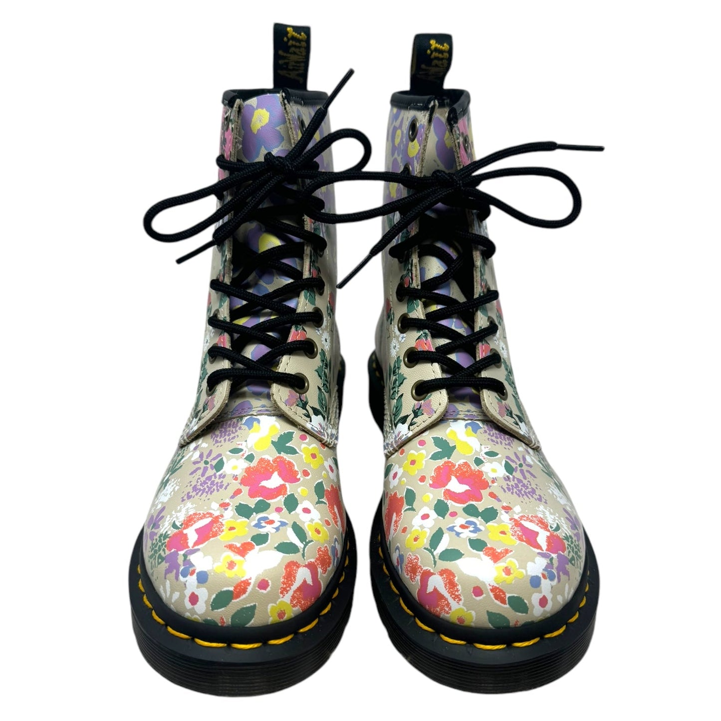 Floral Mashup Backhand Boots Combat By Dr Martens In Floral Print, Size: 7