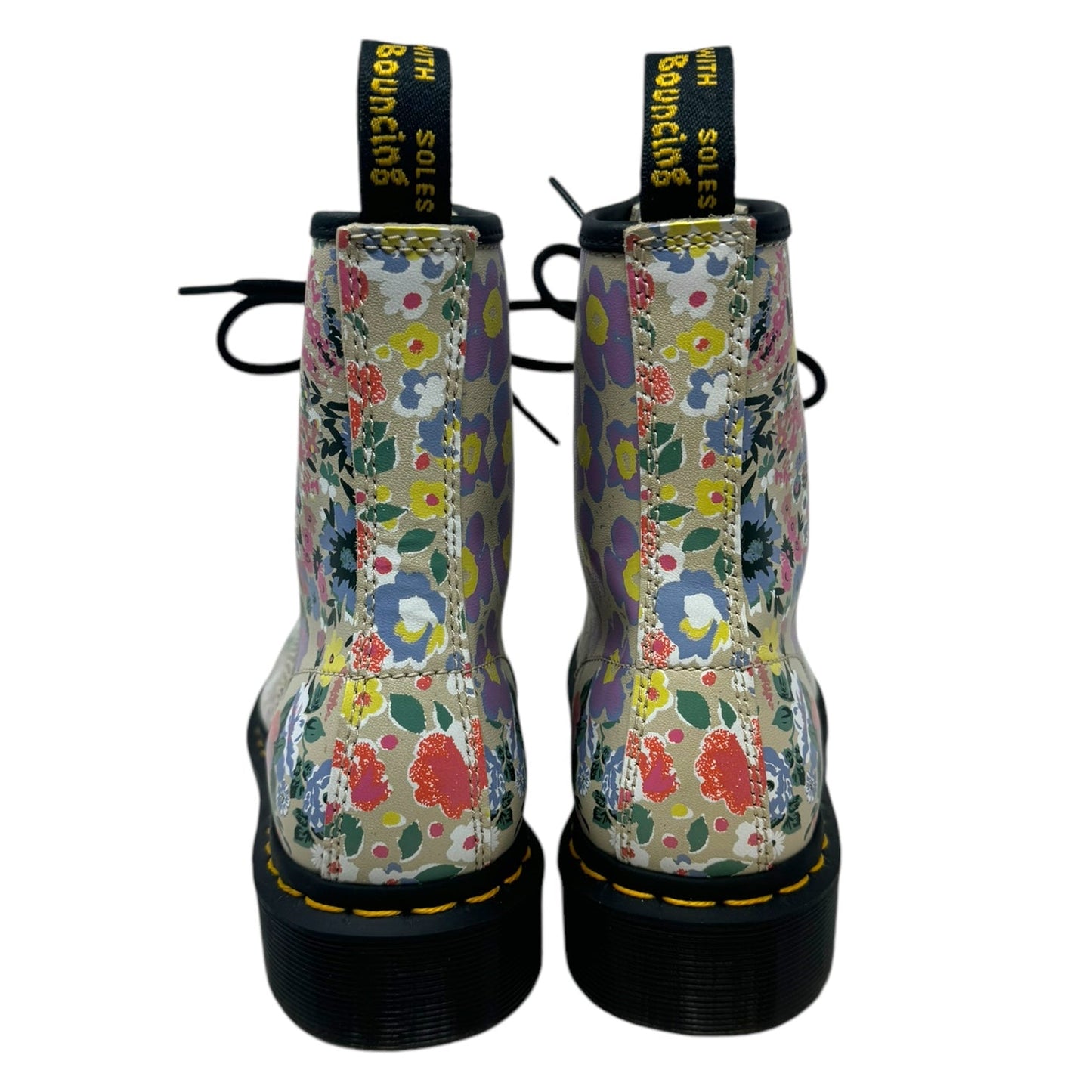 Floral Mashup Backhand Boots Combat By Dr Martens In Floral Print, Size: 7