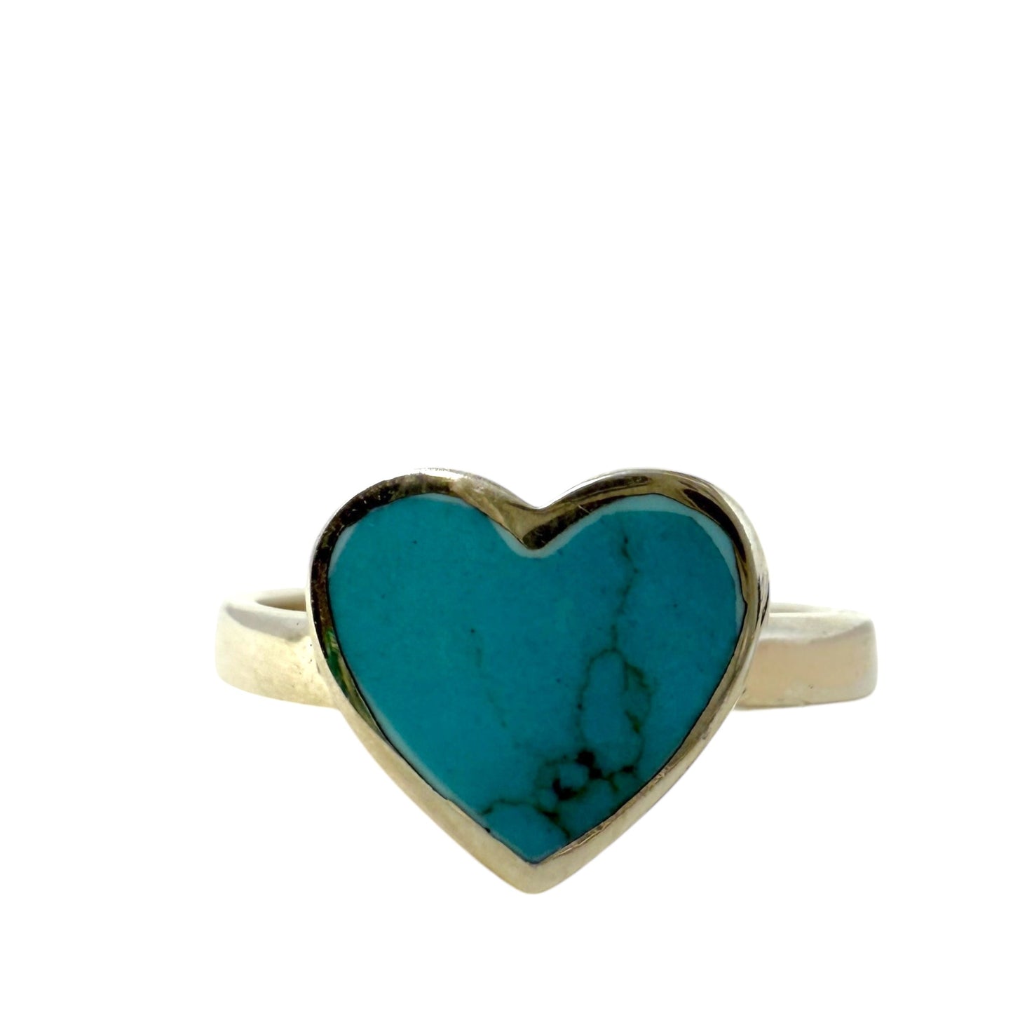 Turquoise & Sterling Silver Heart Ring  By Clothes Mentor, Size: 9