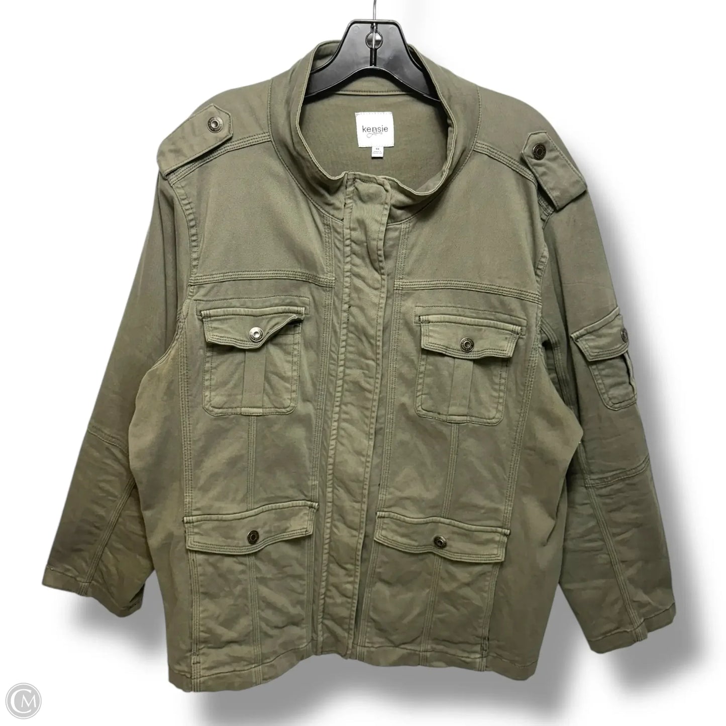 Jacket Utility By Kensie In Green, Size: 1x