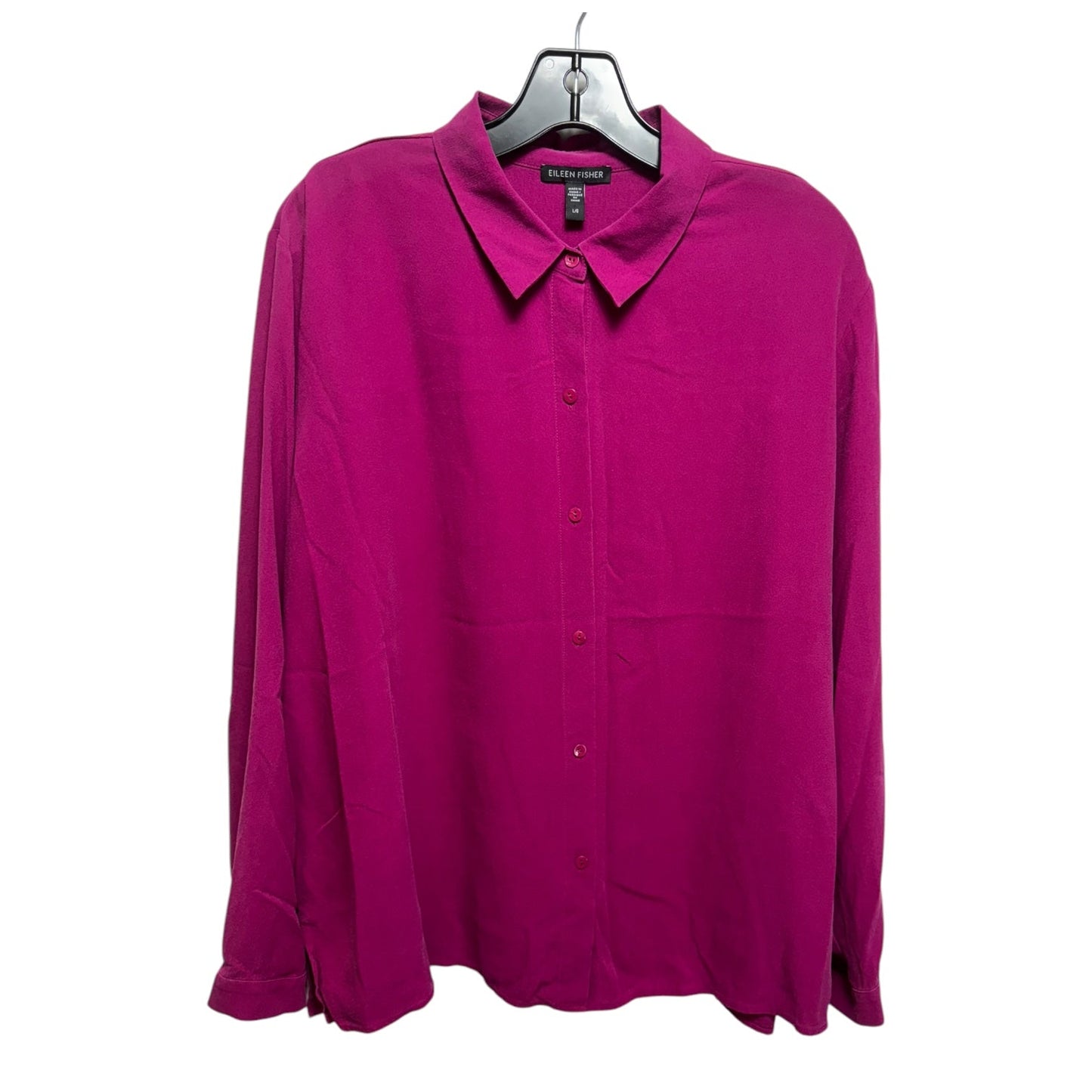 Silk Top Long Sleeve By Eileen Fisher In Pink, Size: L