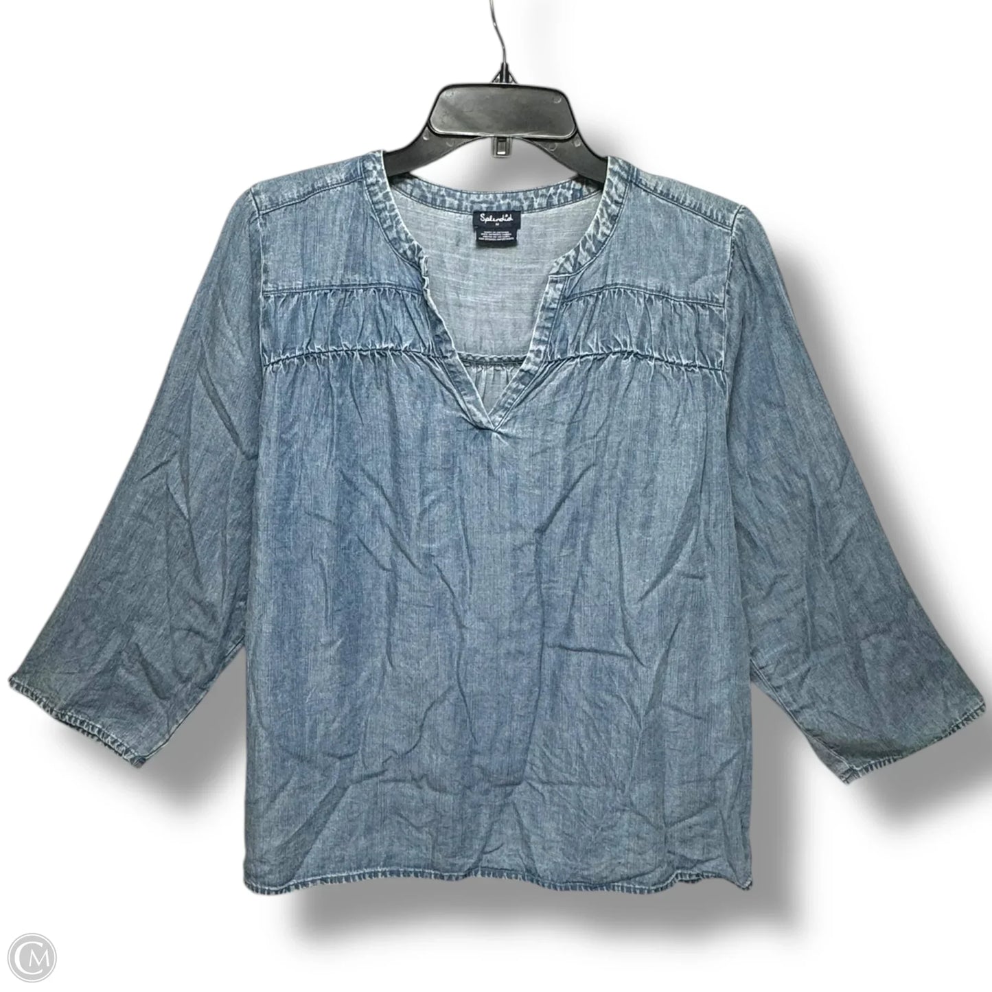 Top Long Sleeve By Splendid In Blue Denim, Size: M