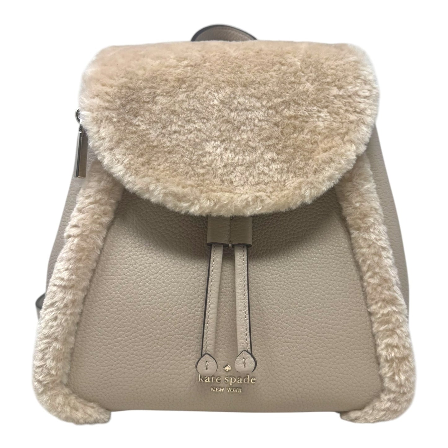 Faux Shearling Flap Backpack Designer By Kate Spade, Size: Medium