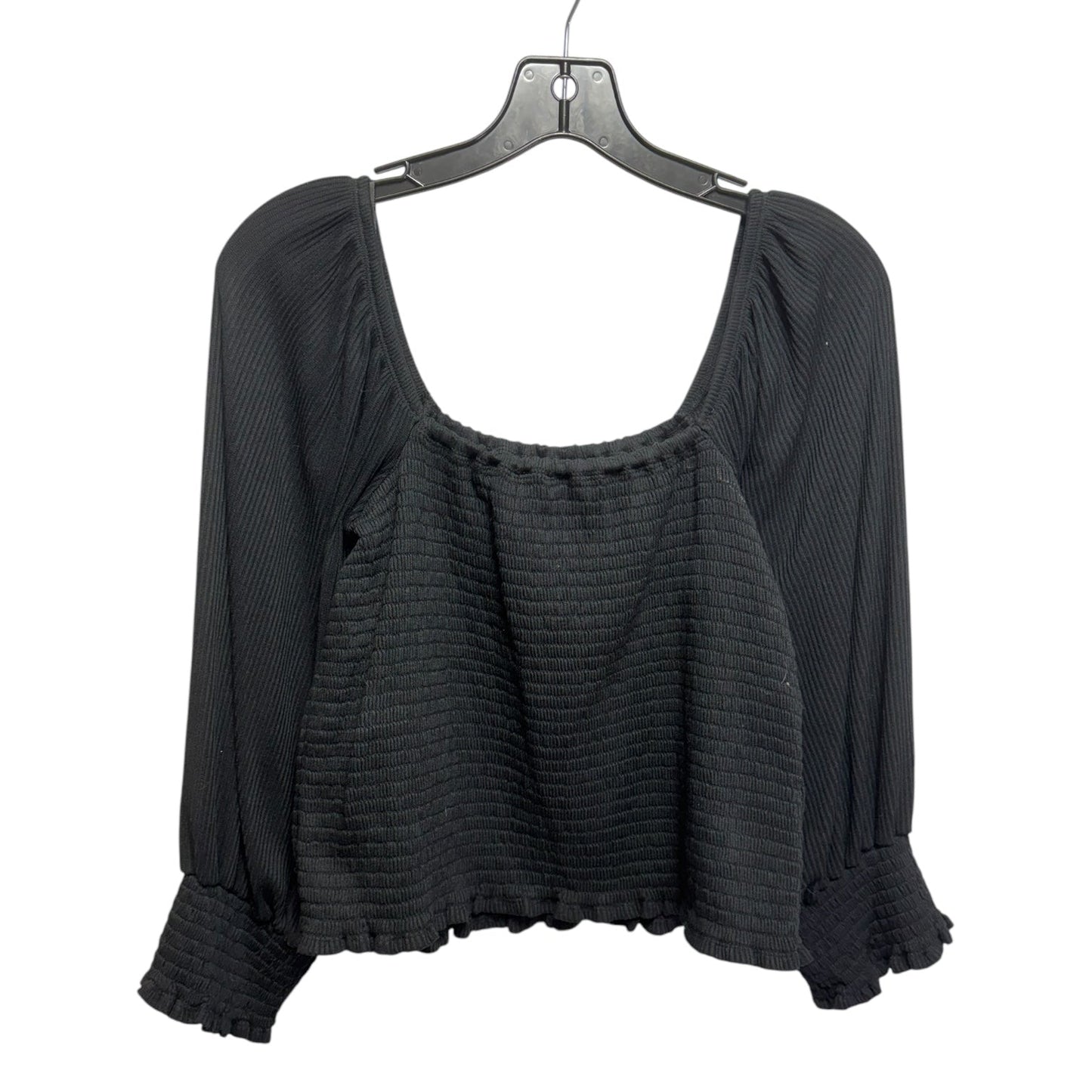 Smocked Puff-Sleeved Top By Anthropologie In Black, Size: L