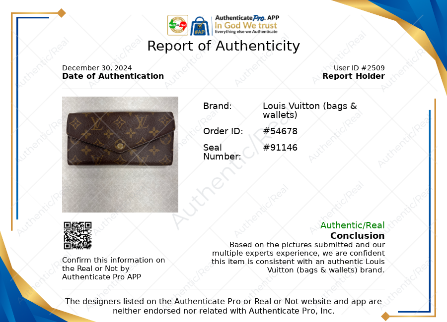 Sarah Wallet Luxury Designer By Louis Vuitton, Size: Large