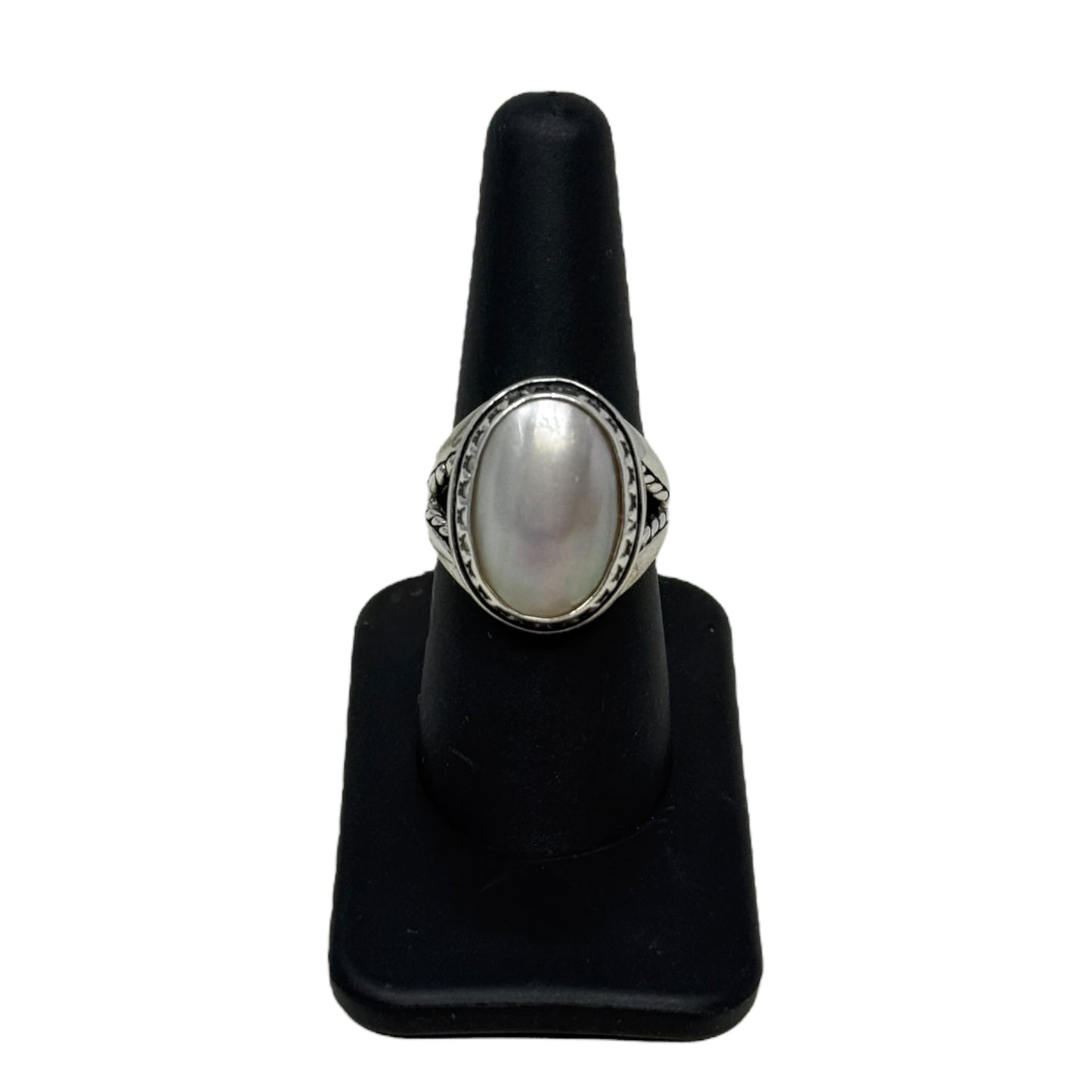 Vintage Southwestern Pearl Sterling Silver Ring Designer By Carolyn Pollack, Size: 8