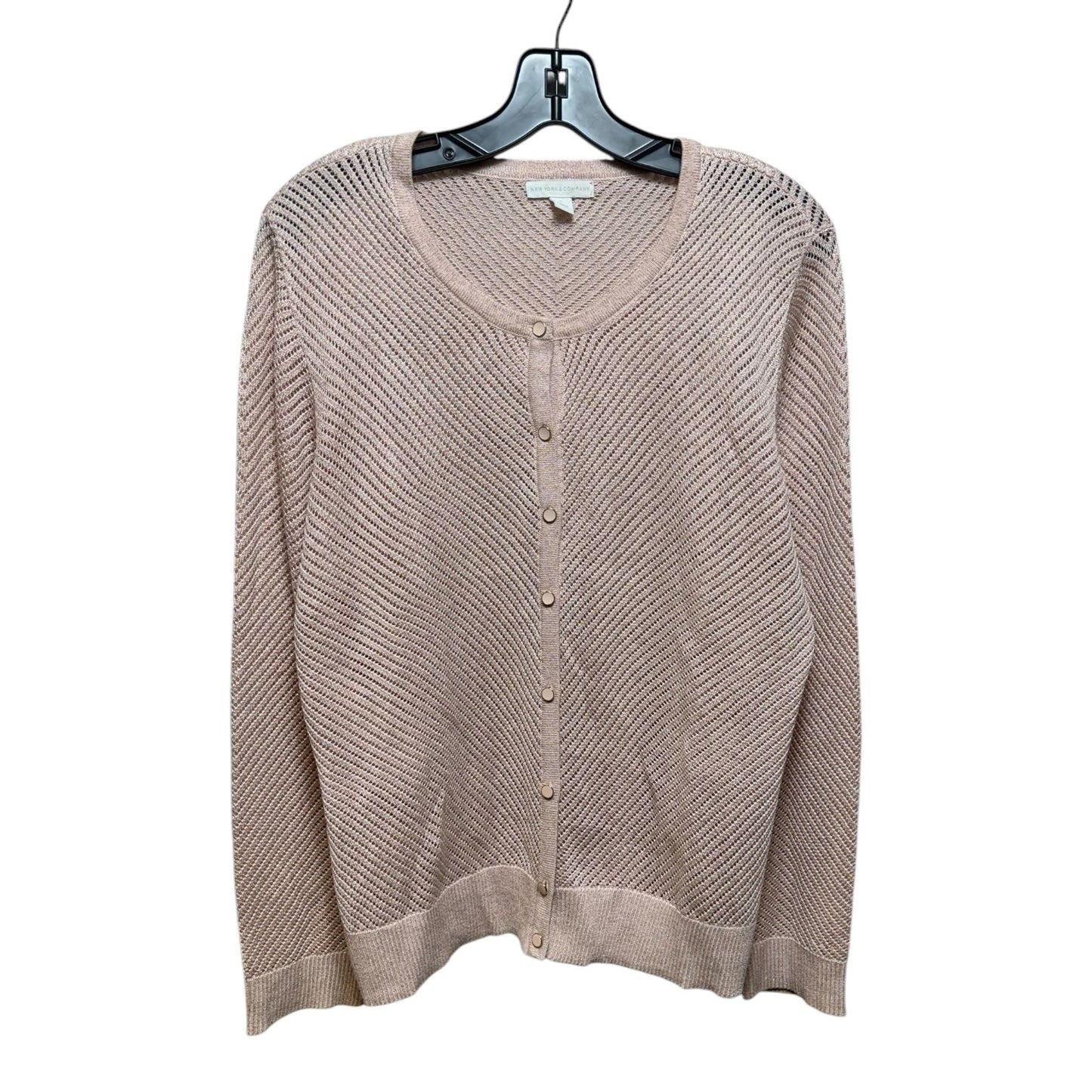 Open Knit Sweater Cardigan By New York And Co In Pink, Size: Xl