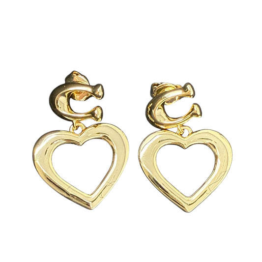 Signature C Heart Drop Earrings Gold Tone Designer By Coach