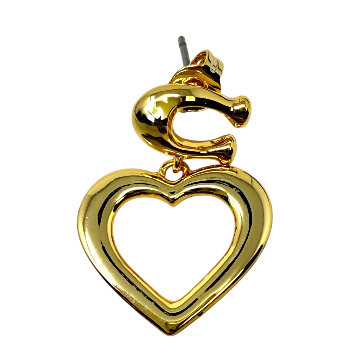 Signature C Heart Drop Earrings Gold Tone Designer By Coach