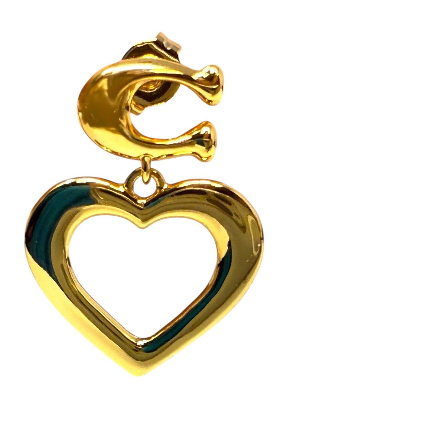 Signature C Heart Drop Earrings Gold Tone Designer By Coach