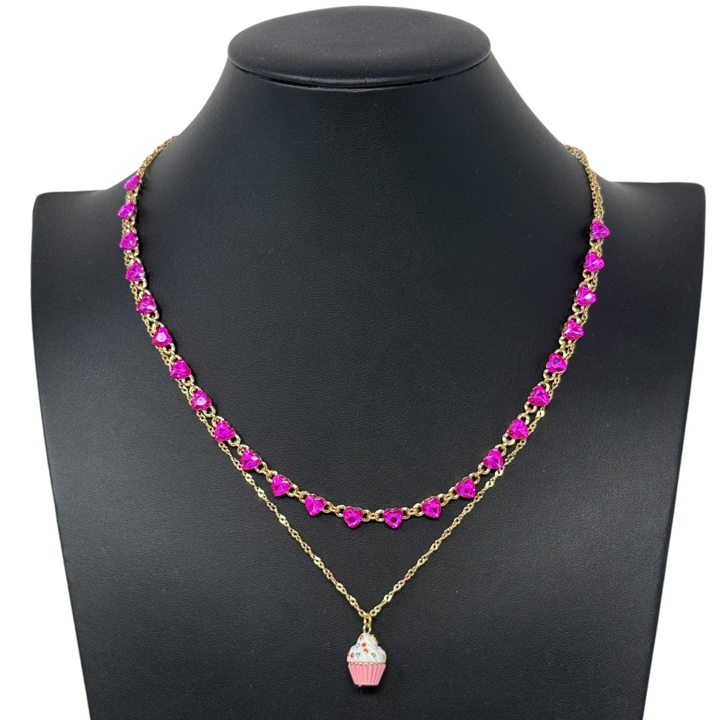 Sweetheart Cupcake Layered Short Multi-Strand Necklace By Betsey Johnson