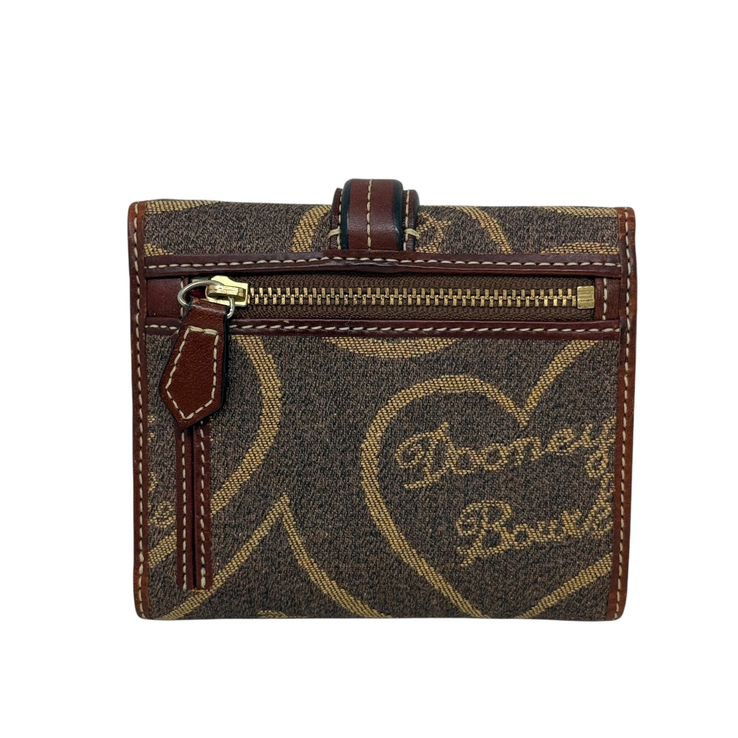 Signature Jacquard Heart Logo Wallet Designer By Dooney And Bourke In Coffee With Amber, Size: Small