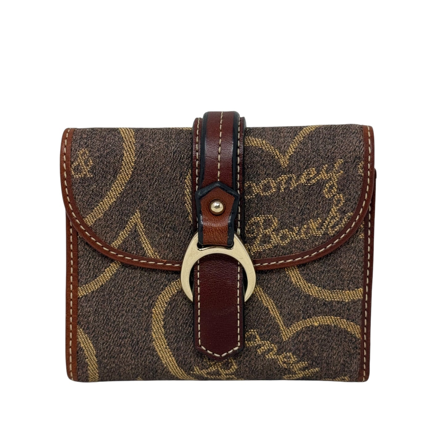 Signature Jacquard Heart Logo Wallet Designer By Dooney And Bourke In Coffee With Amber, Size: Small