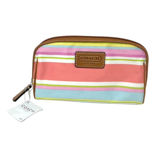 Beach Stripe Makeup Bag Designer By Coach, Size: Small