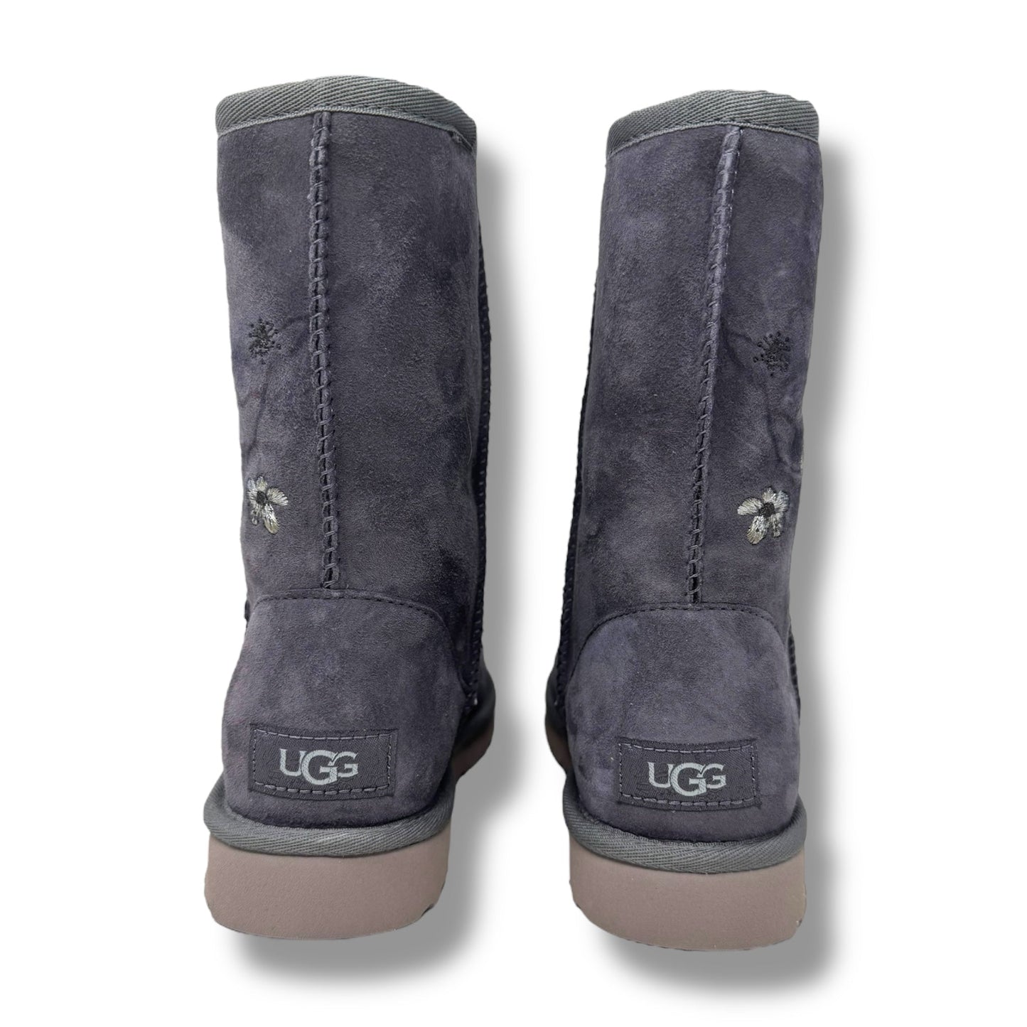 Classic Short Blossom Boots Designer By Ugg In Purple, Size: 7