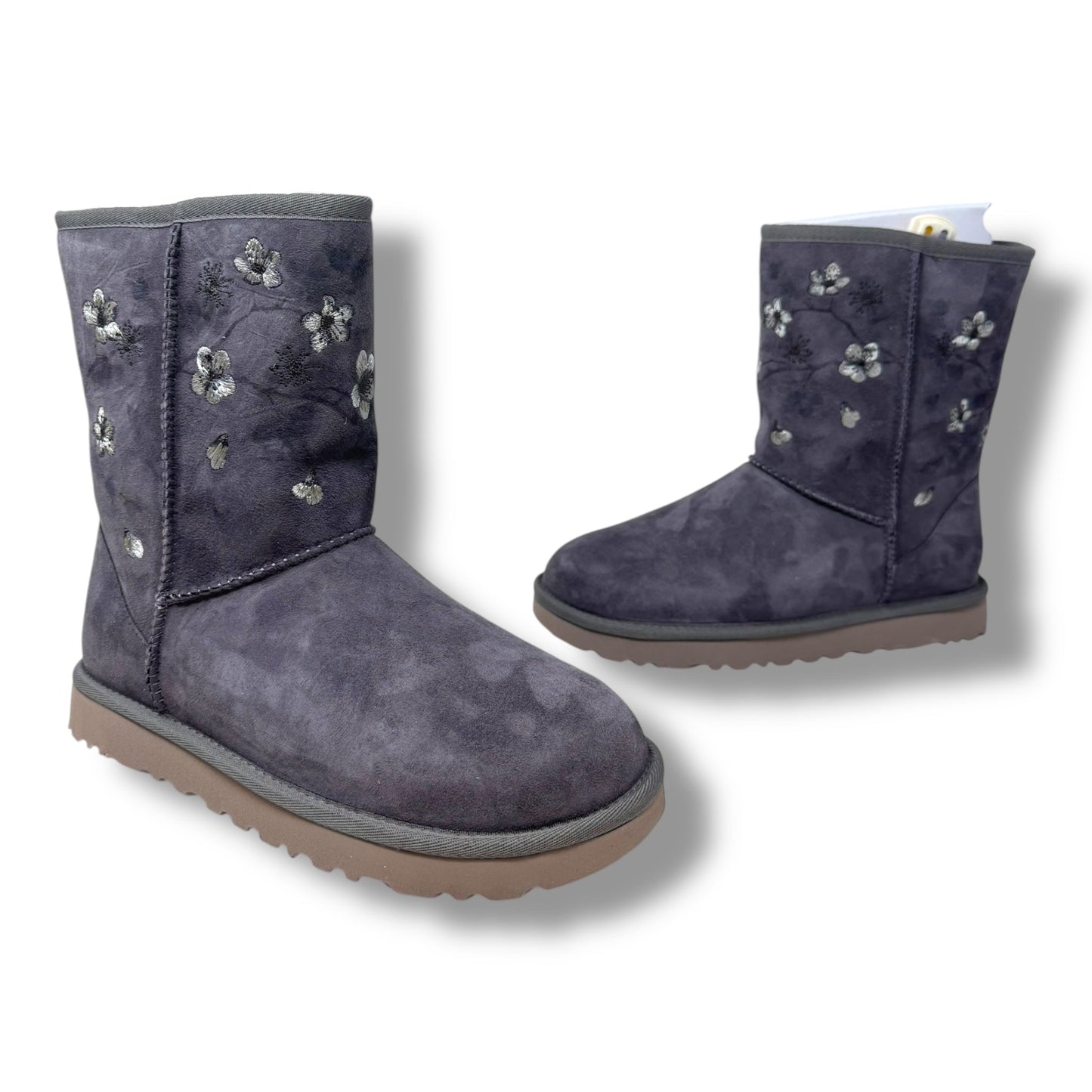 Classic Short Blossom Boots Designer By Ugg In Purple, Size: 7